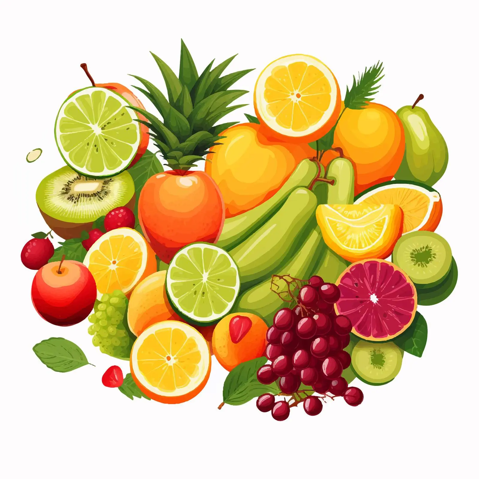 Top View of Fresh Fruits on White Background — free download from Dotvec
