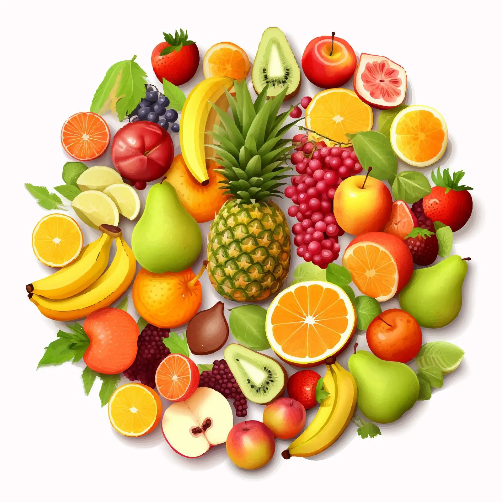 Top View Fruits Isolated on White Background — free download from Dotvec