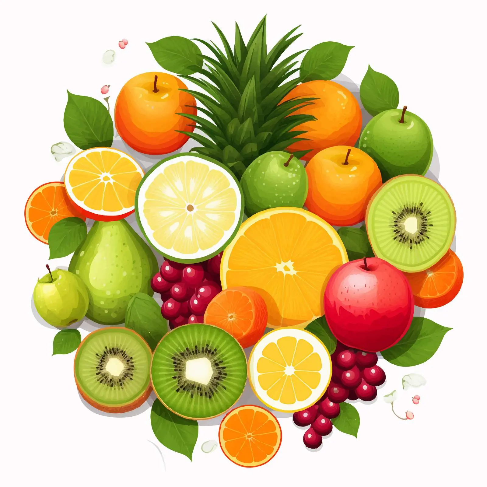 Top View Fruits on White Background Vector — free download from Dotvec
