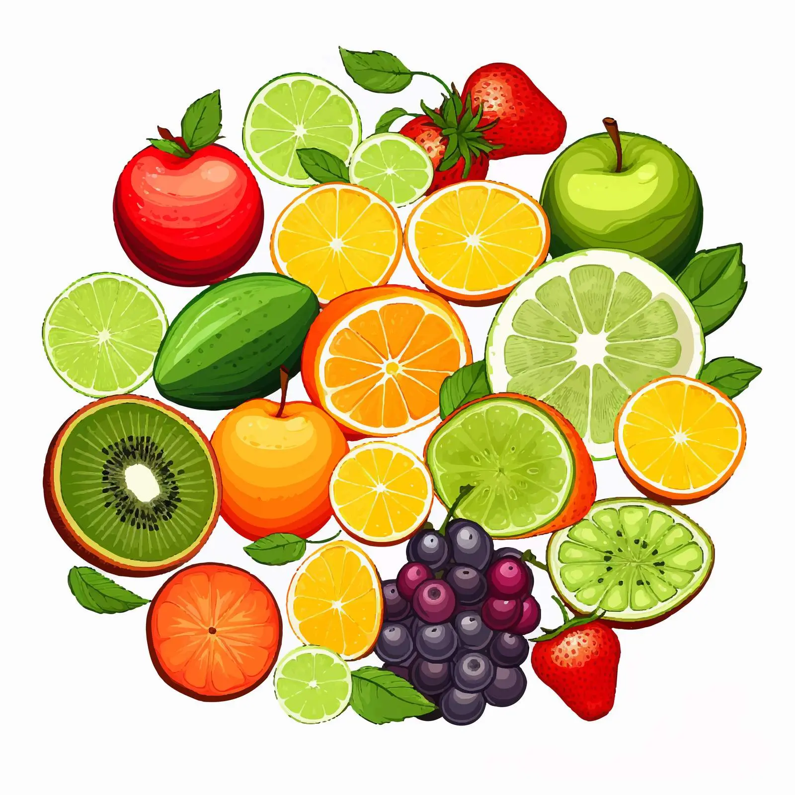 Top View Fruits on White Background Vector — free download from Dotvec
