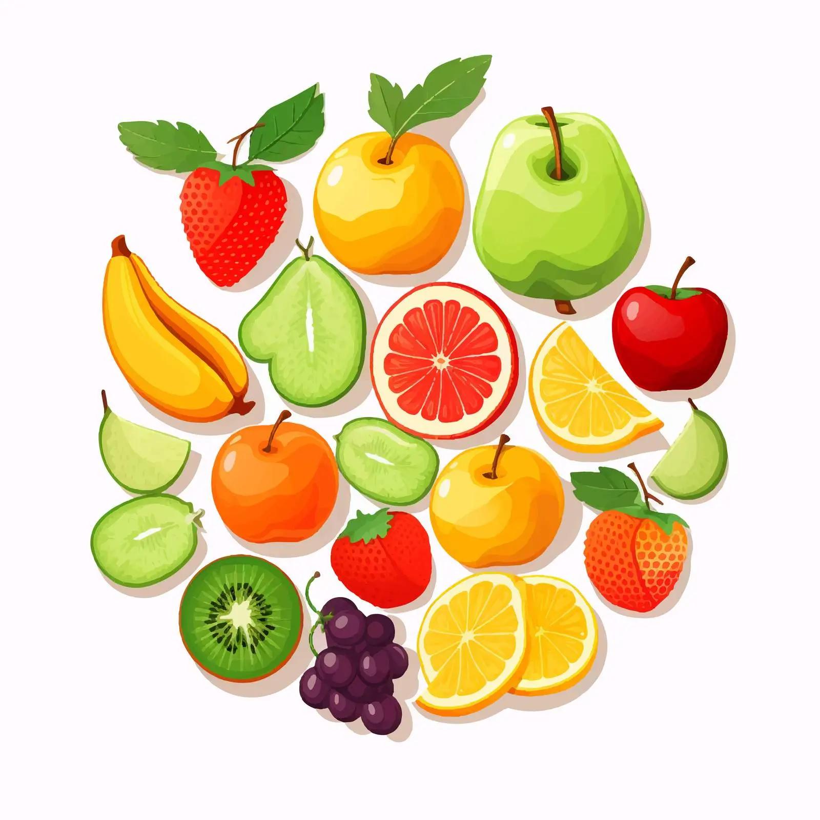 Top View Fruits on White Background Vector — free download from Dotvec