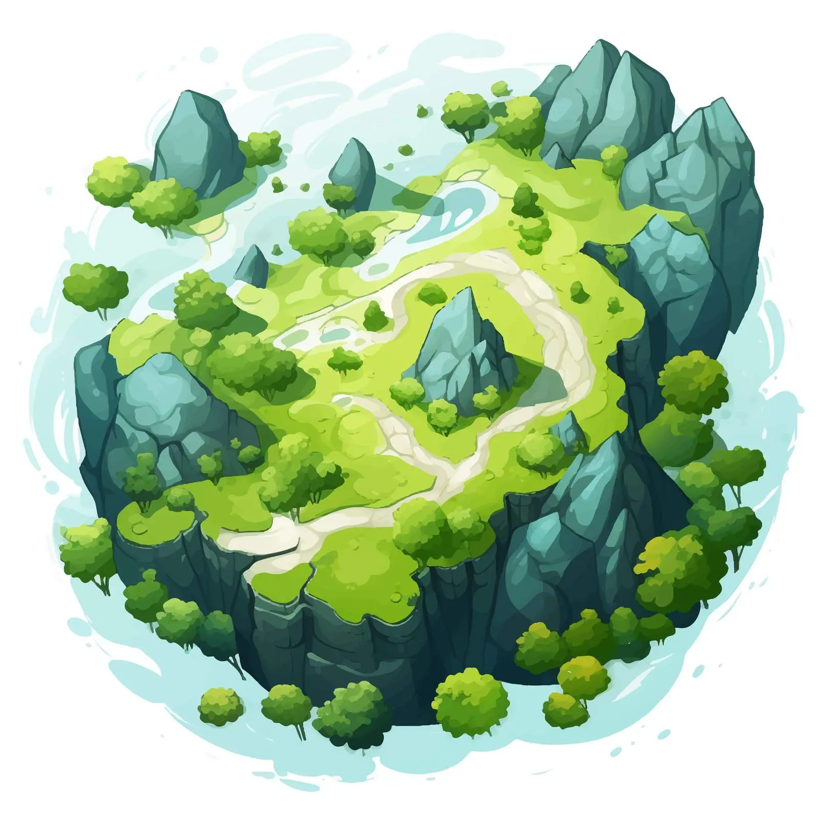 Top View Cartoon Vector on White Background – free printable vector image from Dotvec