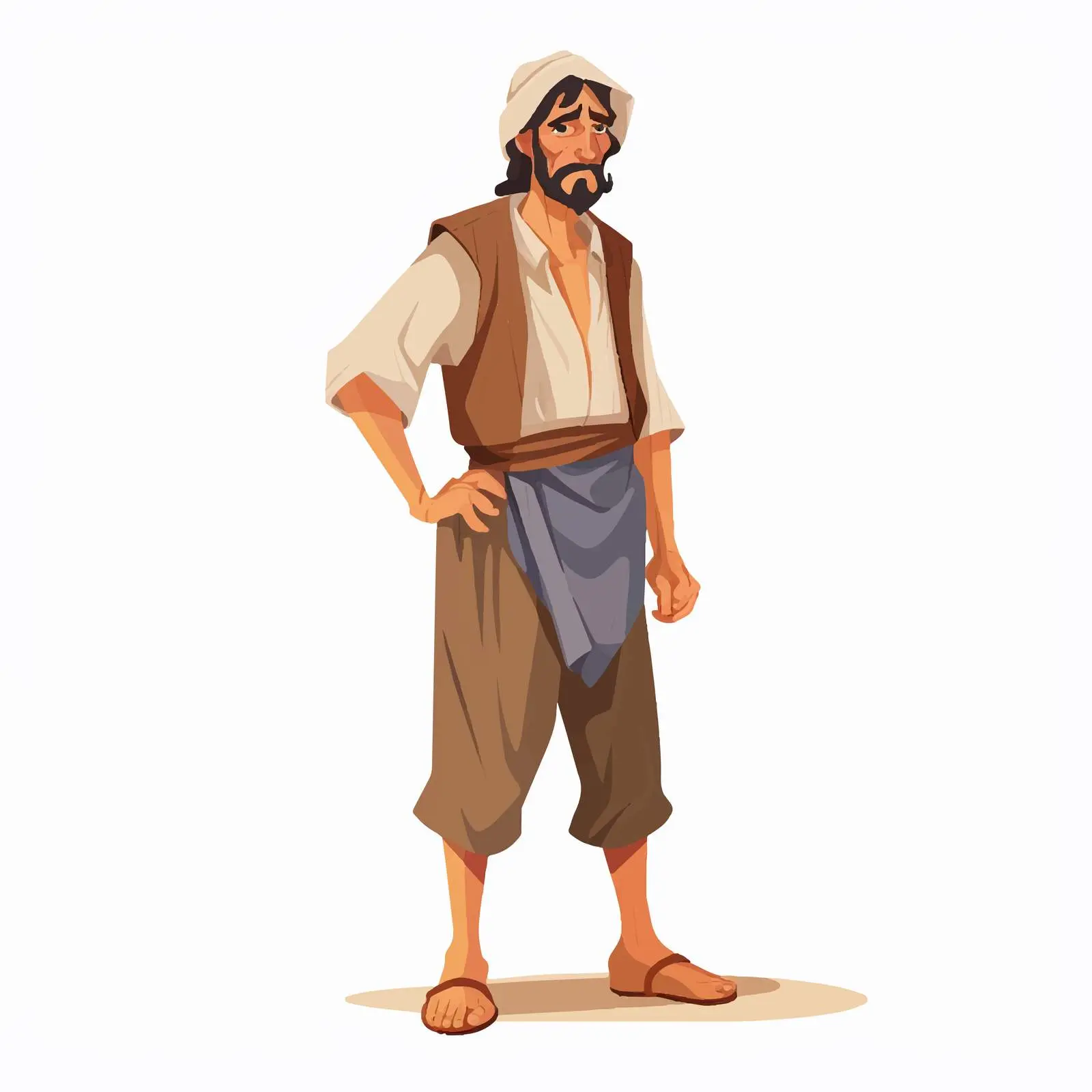 Cartoon Vector of Isolated Peasant Man Standing — free download from Dotvec