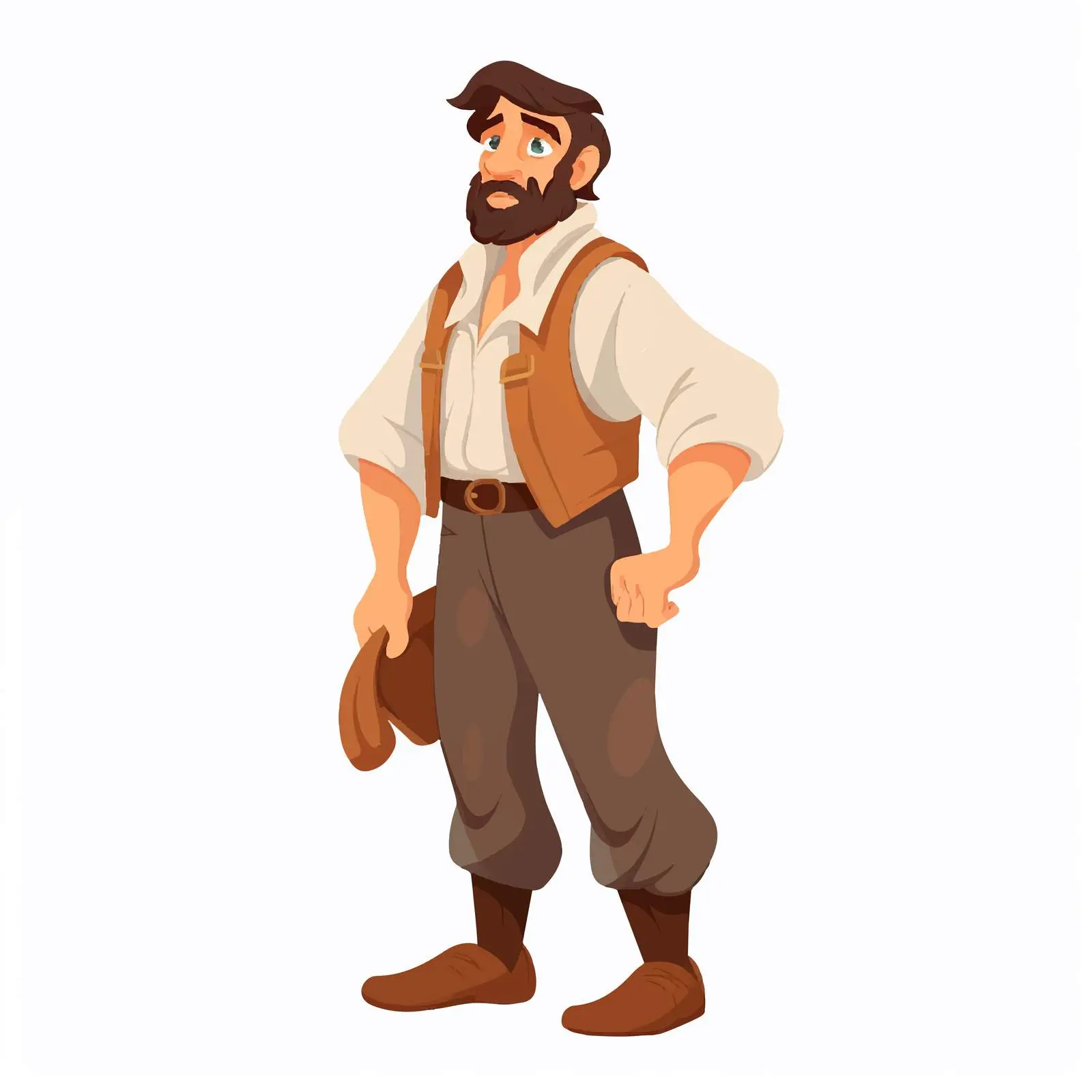 Cartoon Vector of Isolated Peasant Man Standing — free download from Dotvec