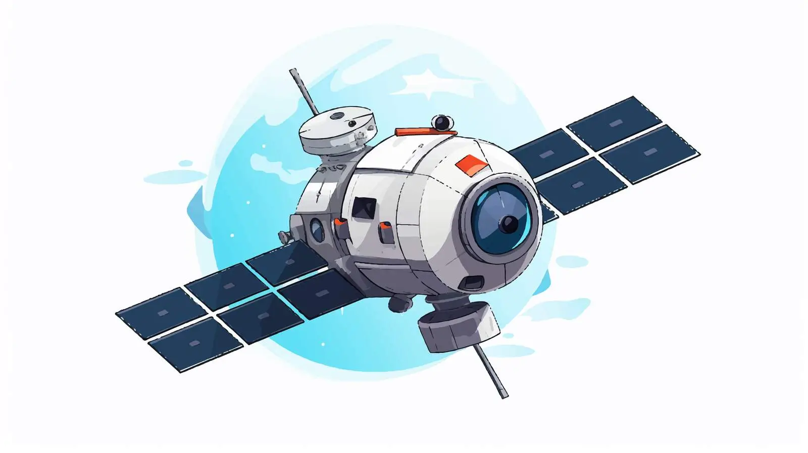 Cartoon Satellite Illustration on White Background — free download from Dotvec