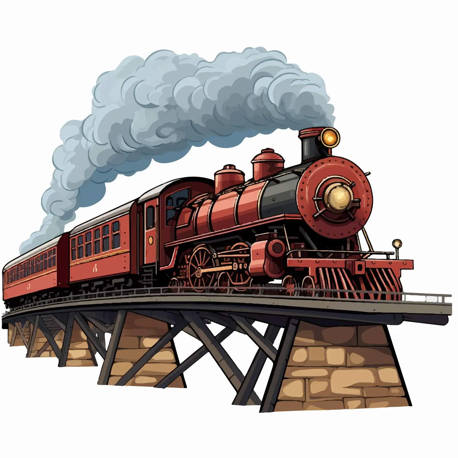 Isolated Steam Locomotive on Bridge Illustration — free download from Dotvec