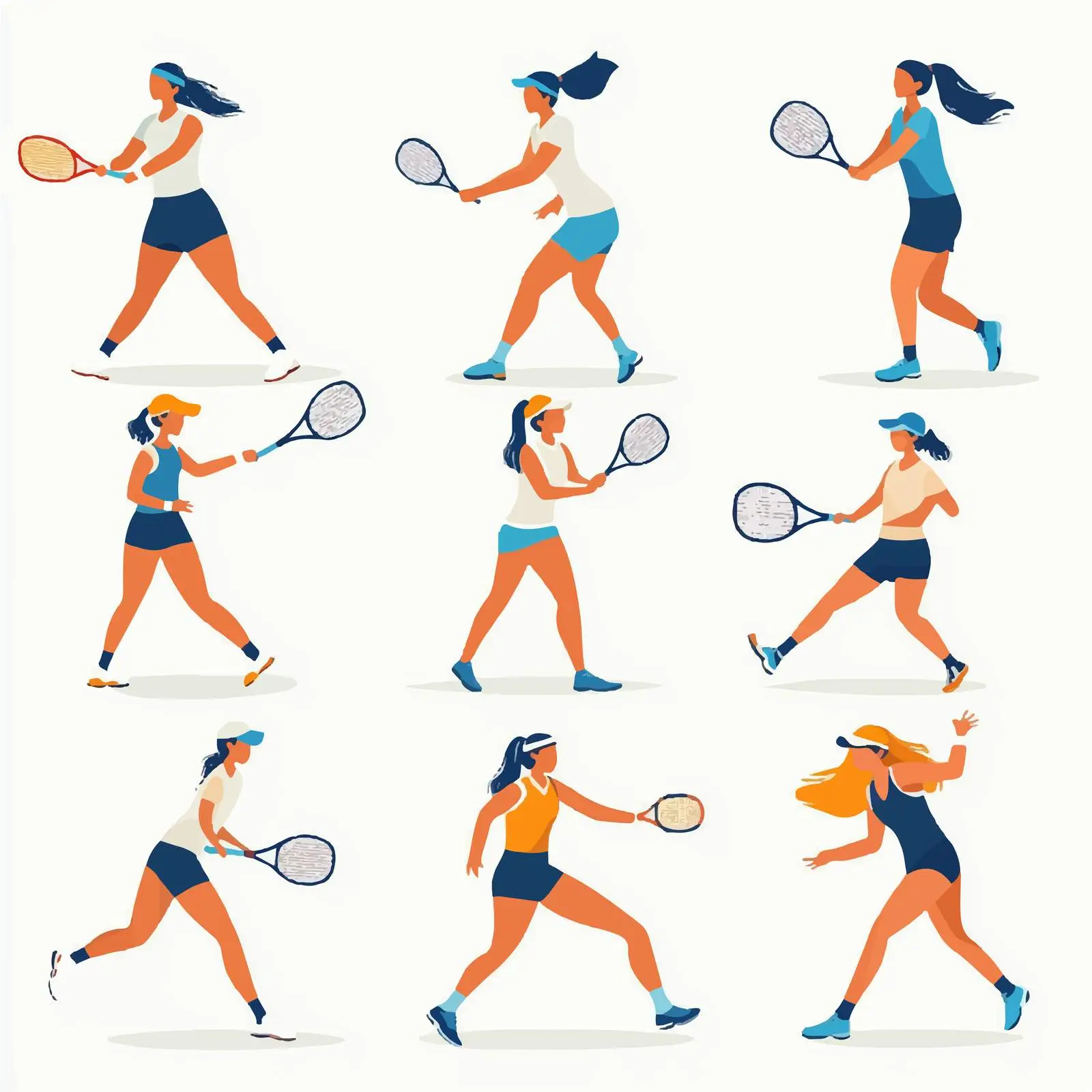 Isolated Female Tennis Players Vector Set — free download from Dotvec