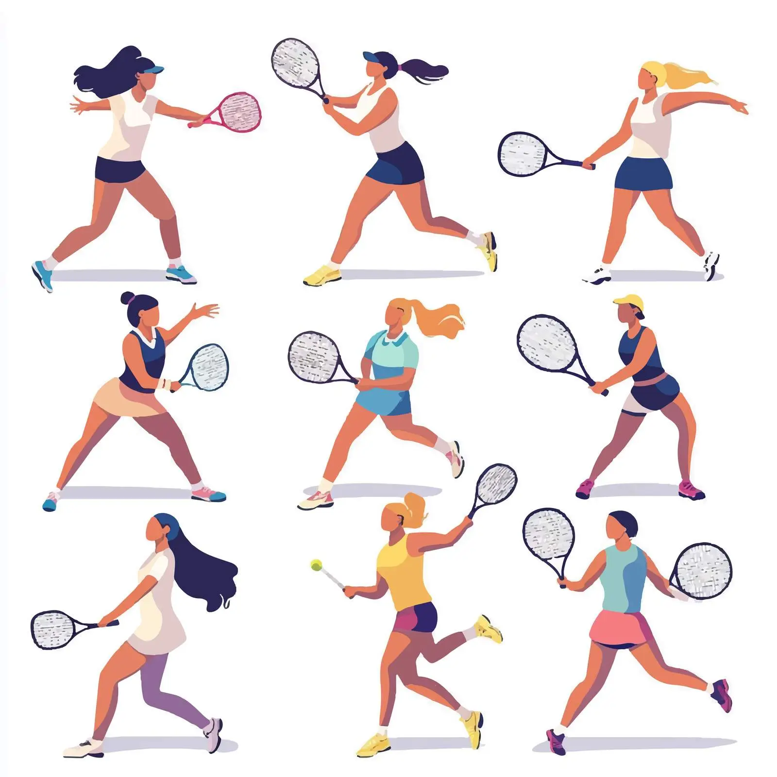 Isolated Women Tennis Players Vector Design — free download from Dotvec