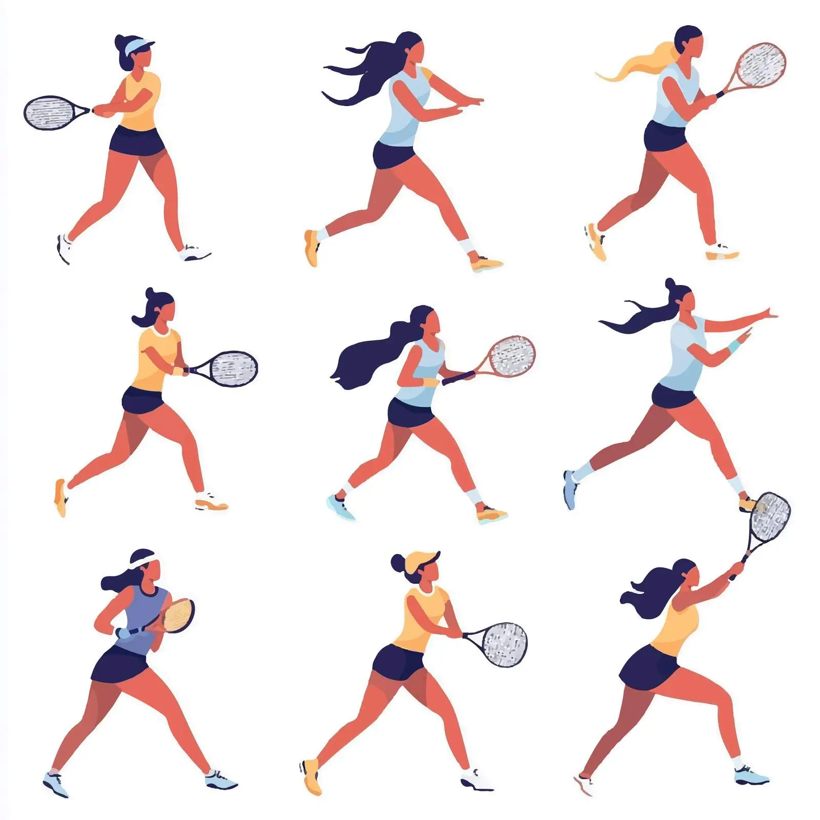 Isolated Women Tennis Players Vector Design — free download from Dotvec
