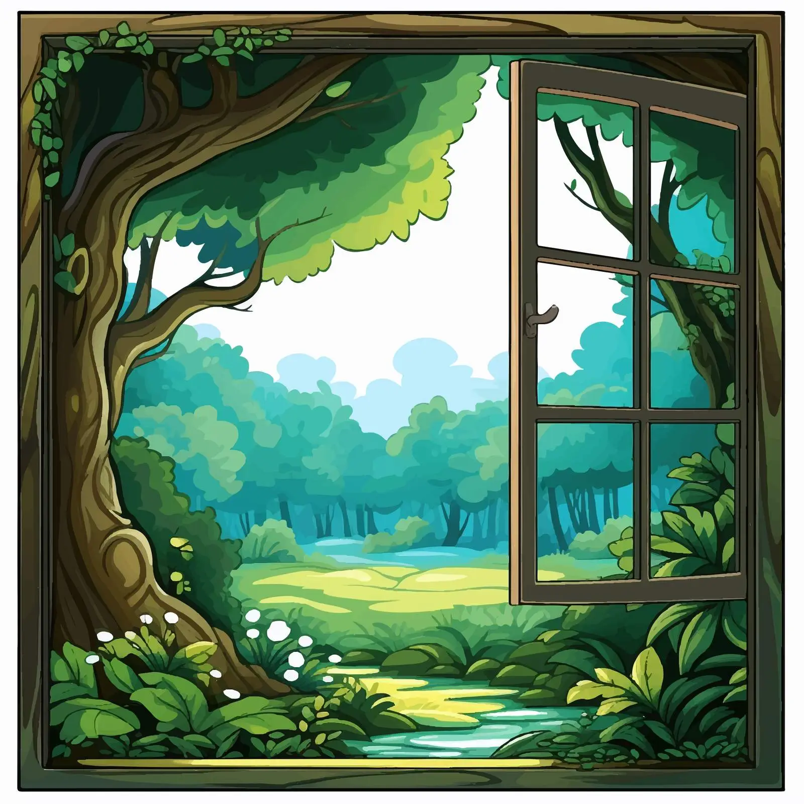 Isolated Window to Nature Scene Vector — free download from Dotvec