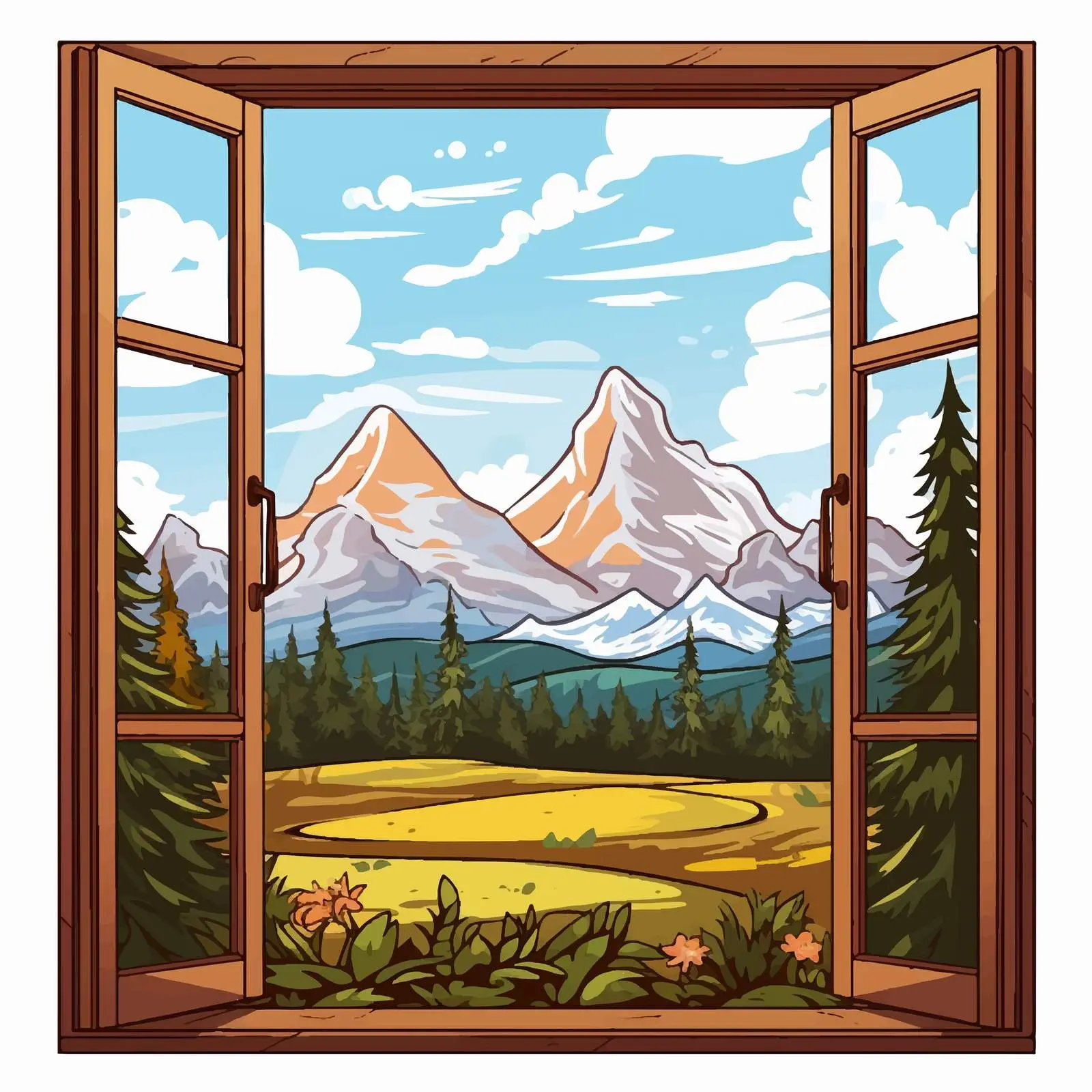 Isolated Window to Nature Scene Vector — free download from Dotvec