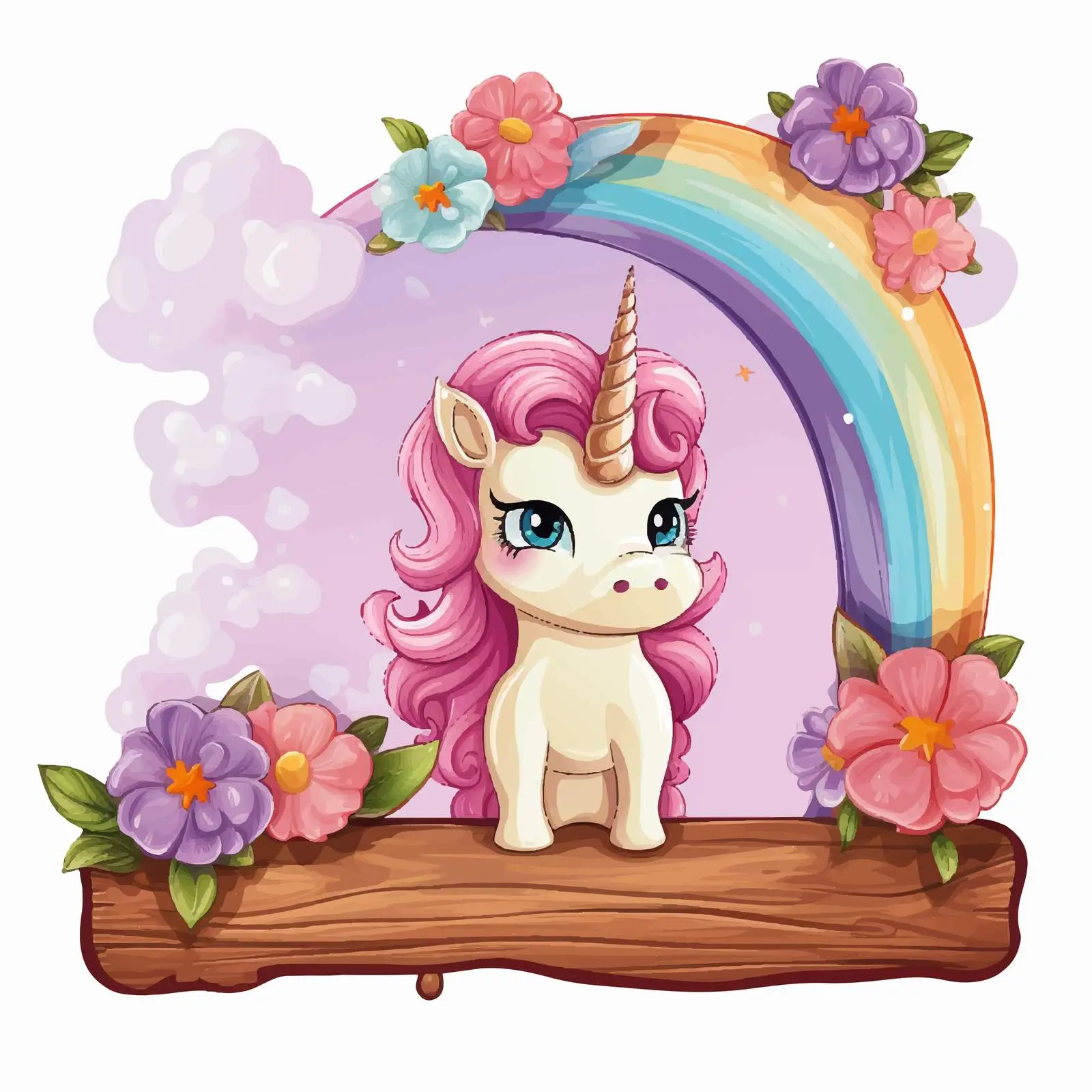 Wooden Banner with Unicorn Illustration Vector — free download from Dotvec