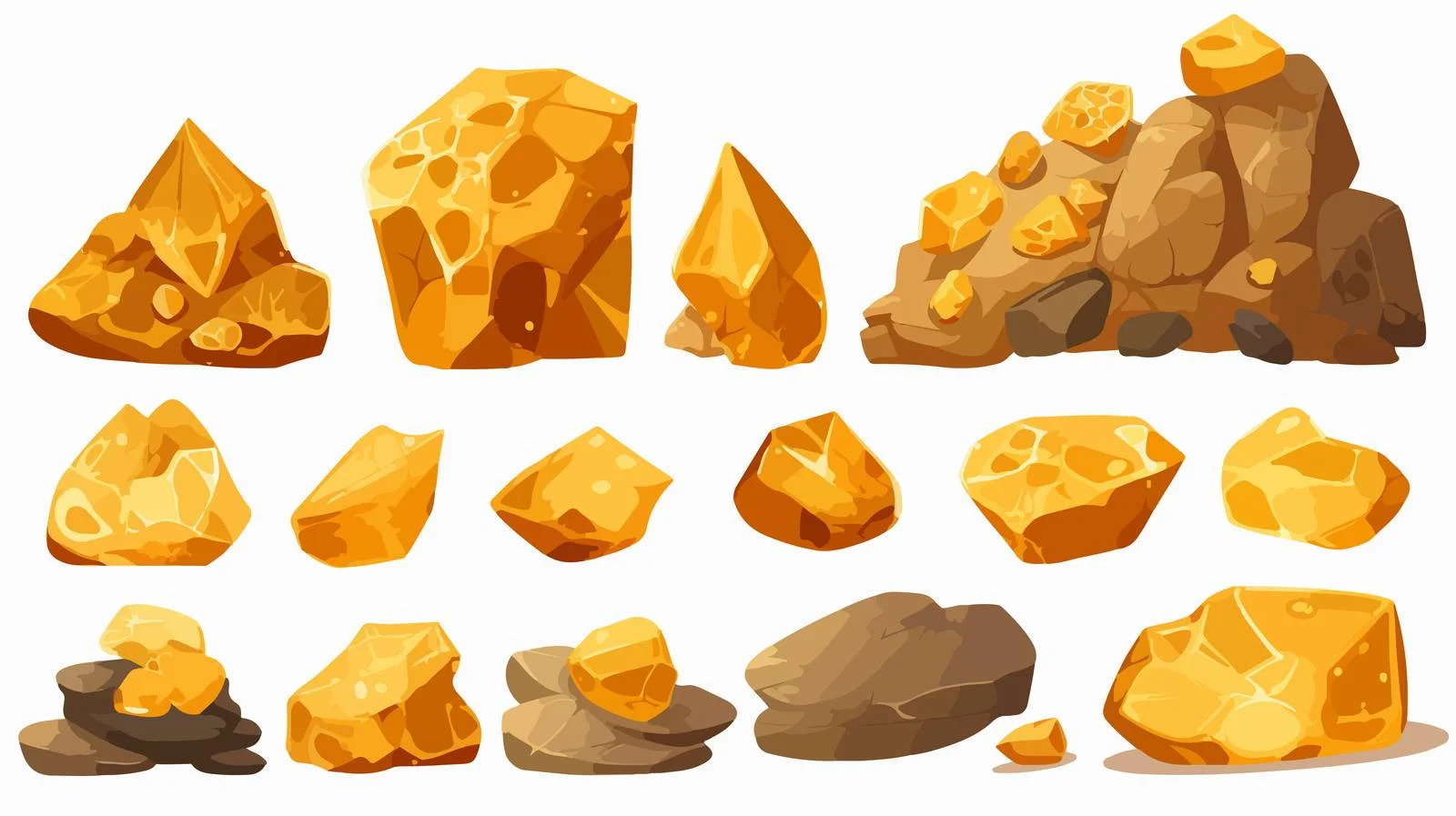 Precious Gold Ore Nuggets and Rock Pile — free download from Dotvec