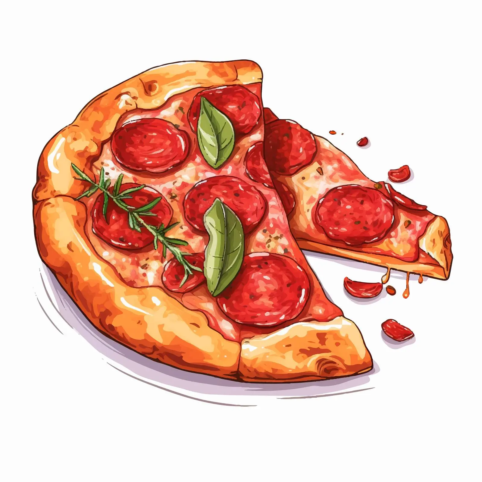 Italian Pizza Segment with Salami and Rosemary — free download from Dotvec