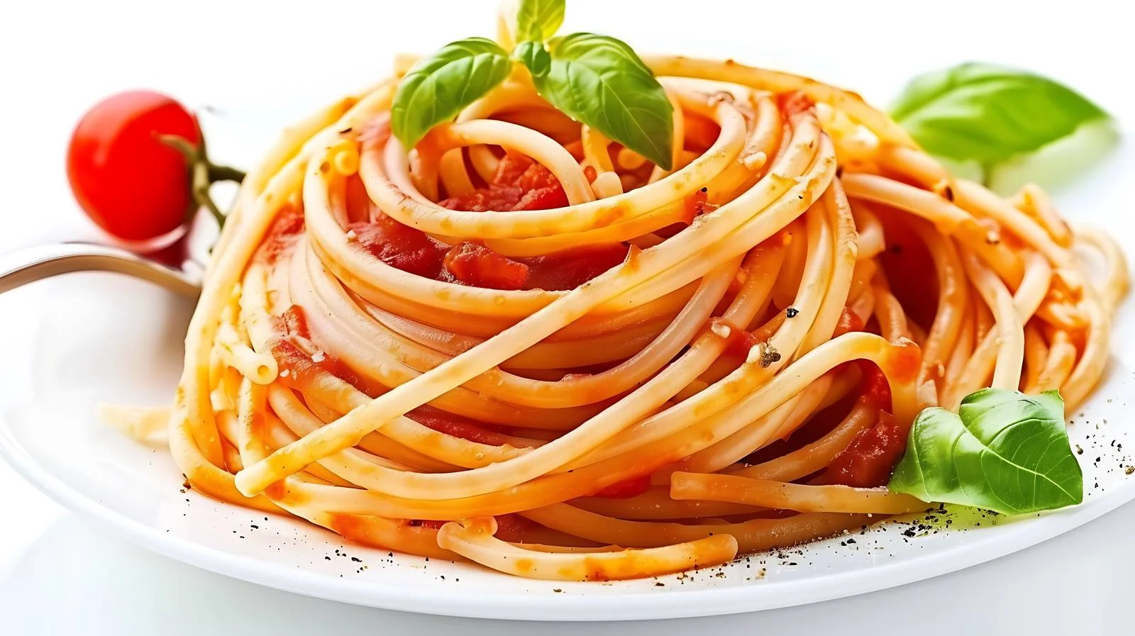 Classic Italian Pasta with Tomato Sauce on White — free download from Dotvec