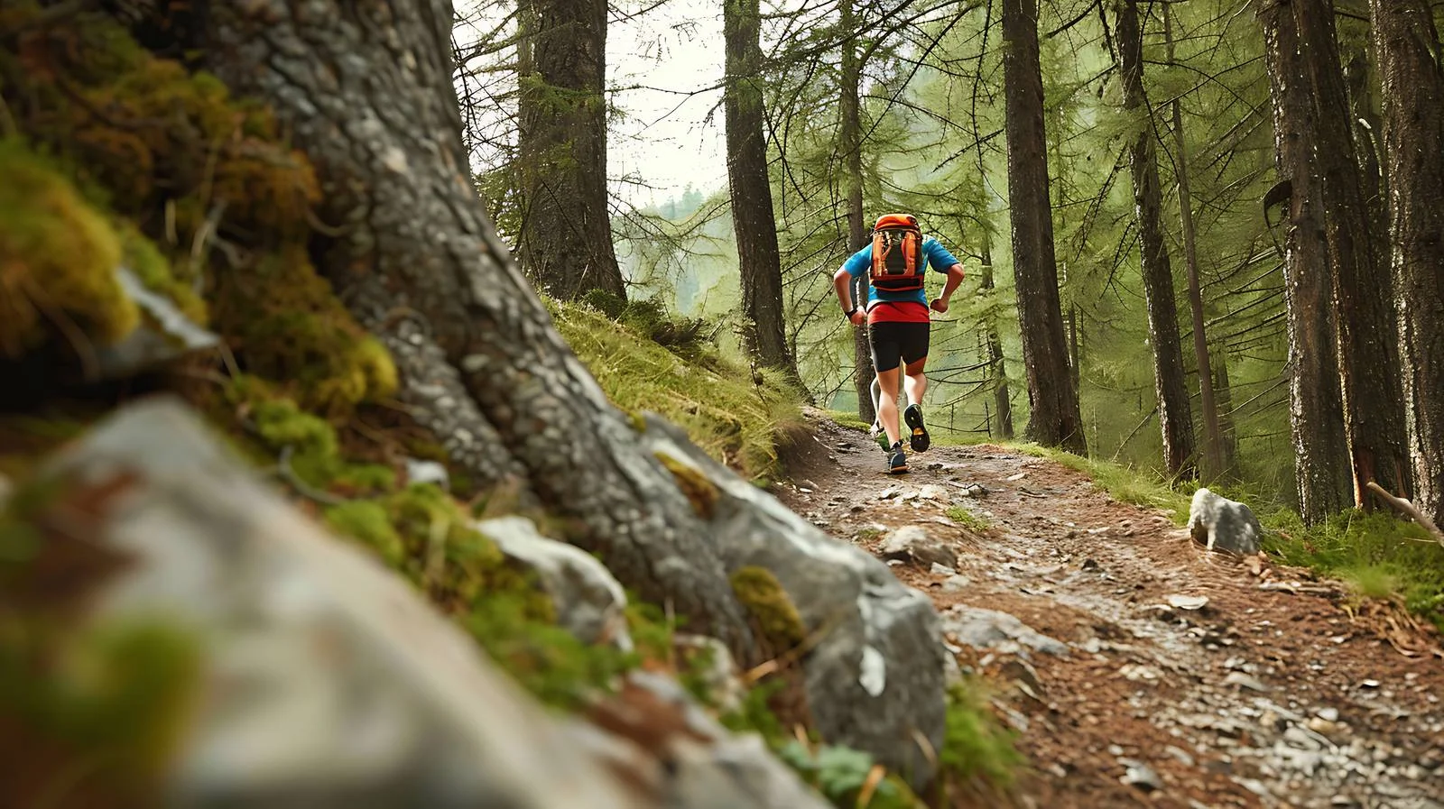 Trail Runner Moving Through Italian Forest — free download from Dotvec