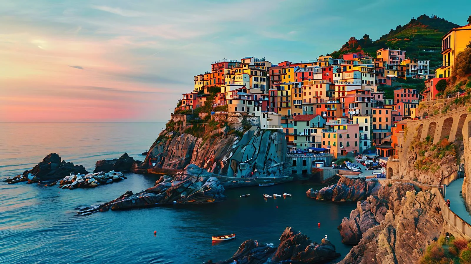 Picturesque Manarola Evening in Cinque Terre — free download from Dotvec