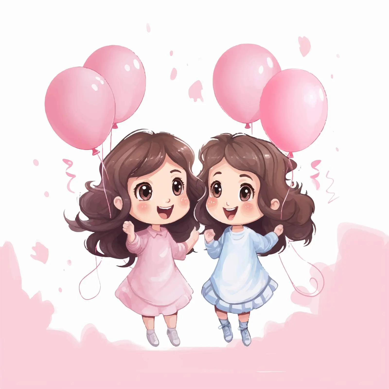 Twin Girls Gender Reveal Party Vector Poster – free twin image from Dotvec