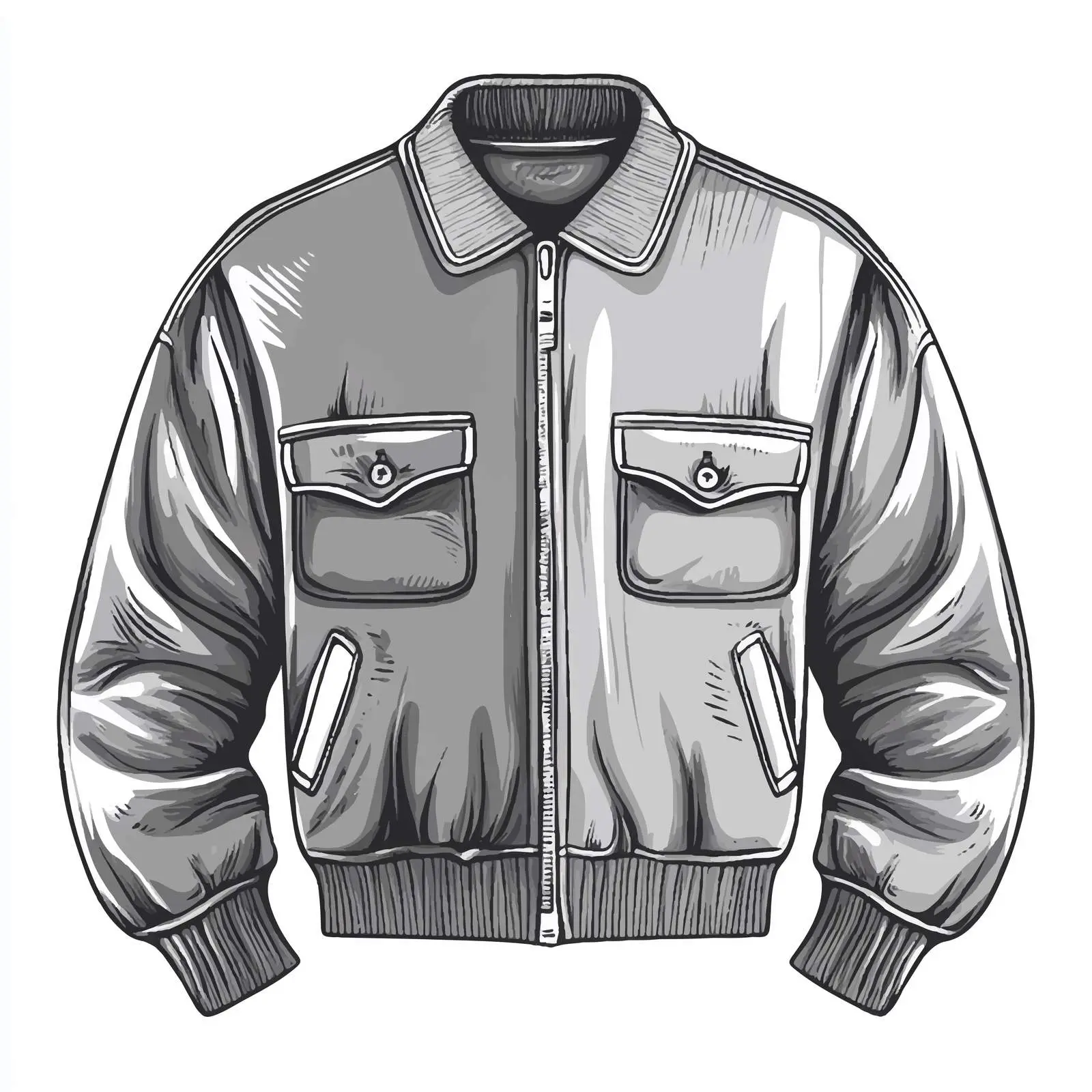 Cartoon Grayscale Jacket and Sweater Vector Illustration — free download from Dotvec