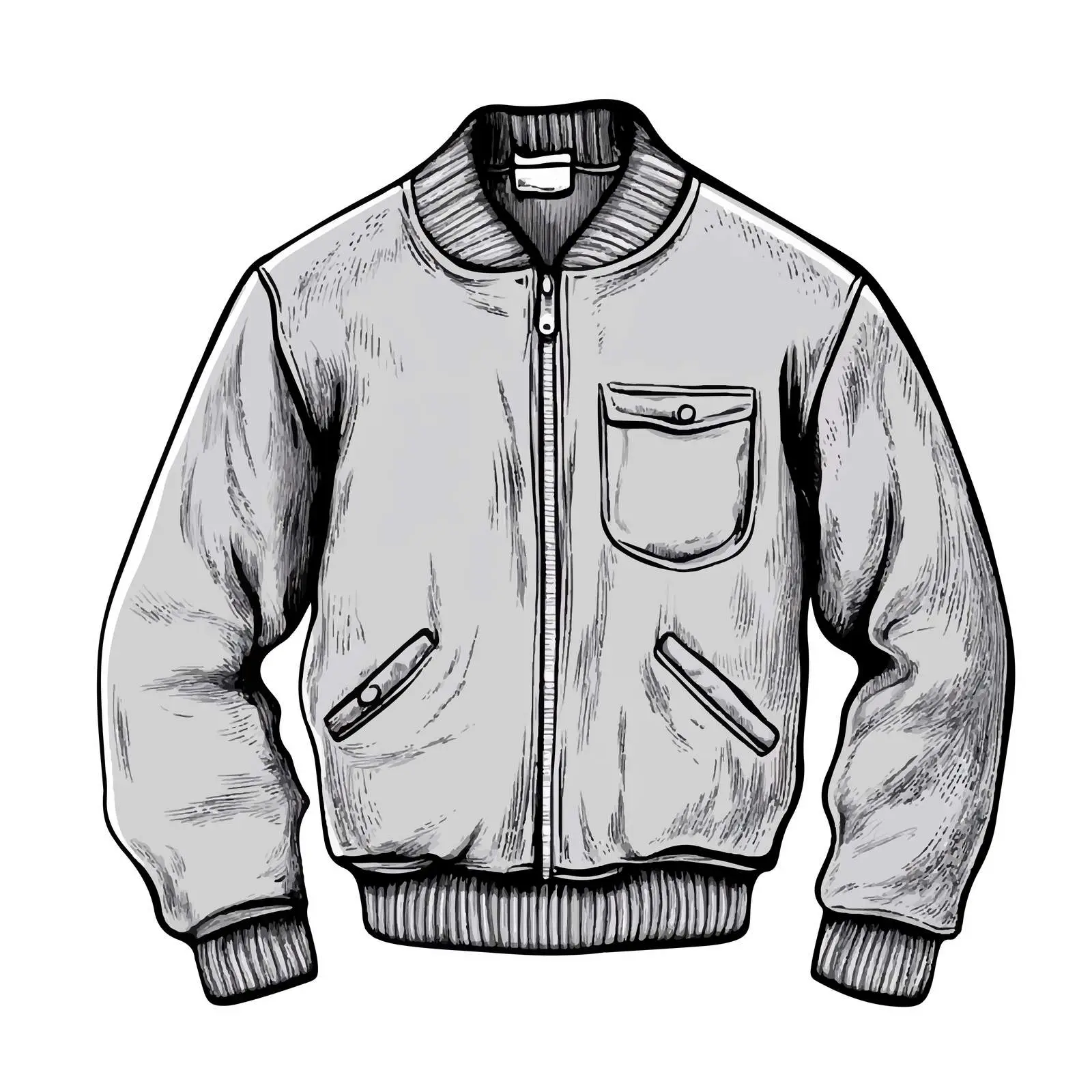 Grayscale Cartoon Jacket and Sweater Illustration — free download from Dotvec