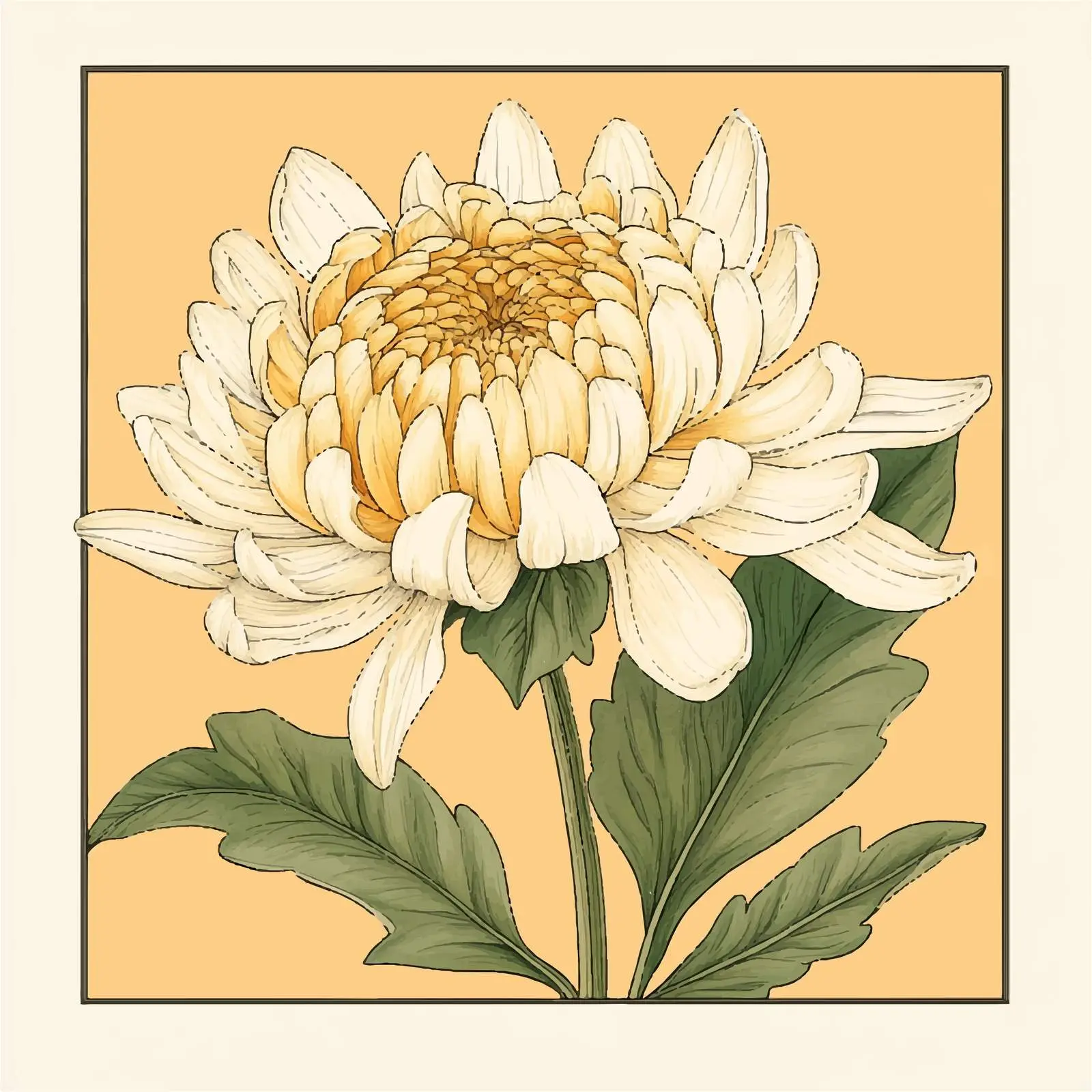 Hand-Drawn Japanese Chrysanthemum Flower Vector — free download from Dotvec