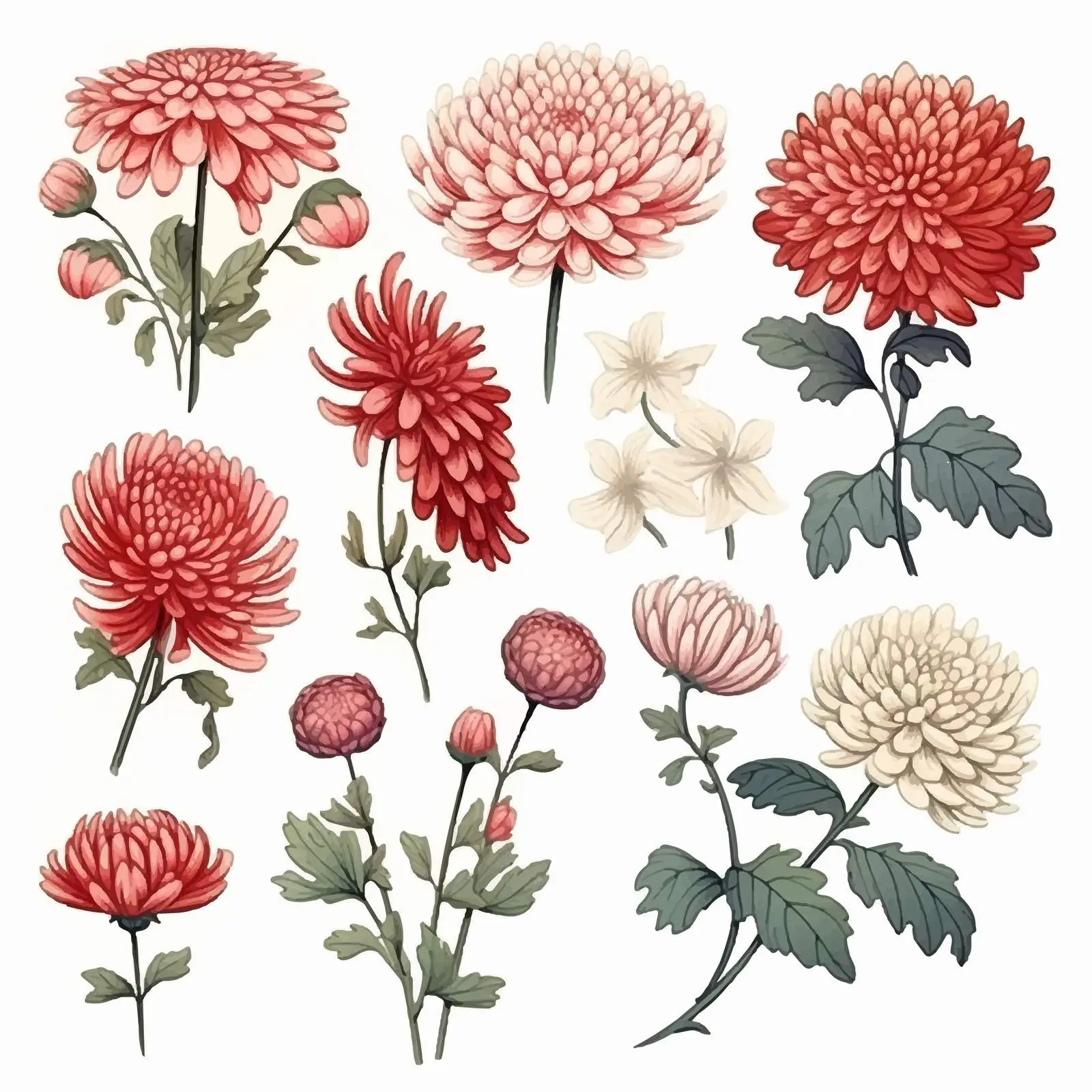 Hand Drawn Japanese Chrysanthemum Vector Collection — free download from Dotvec