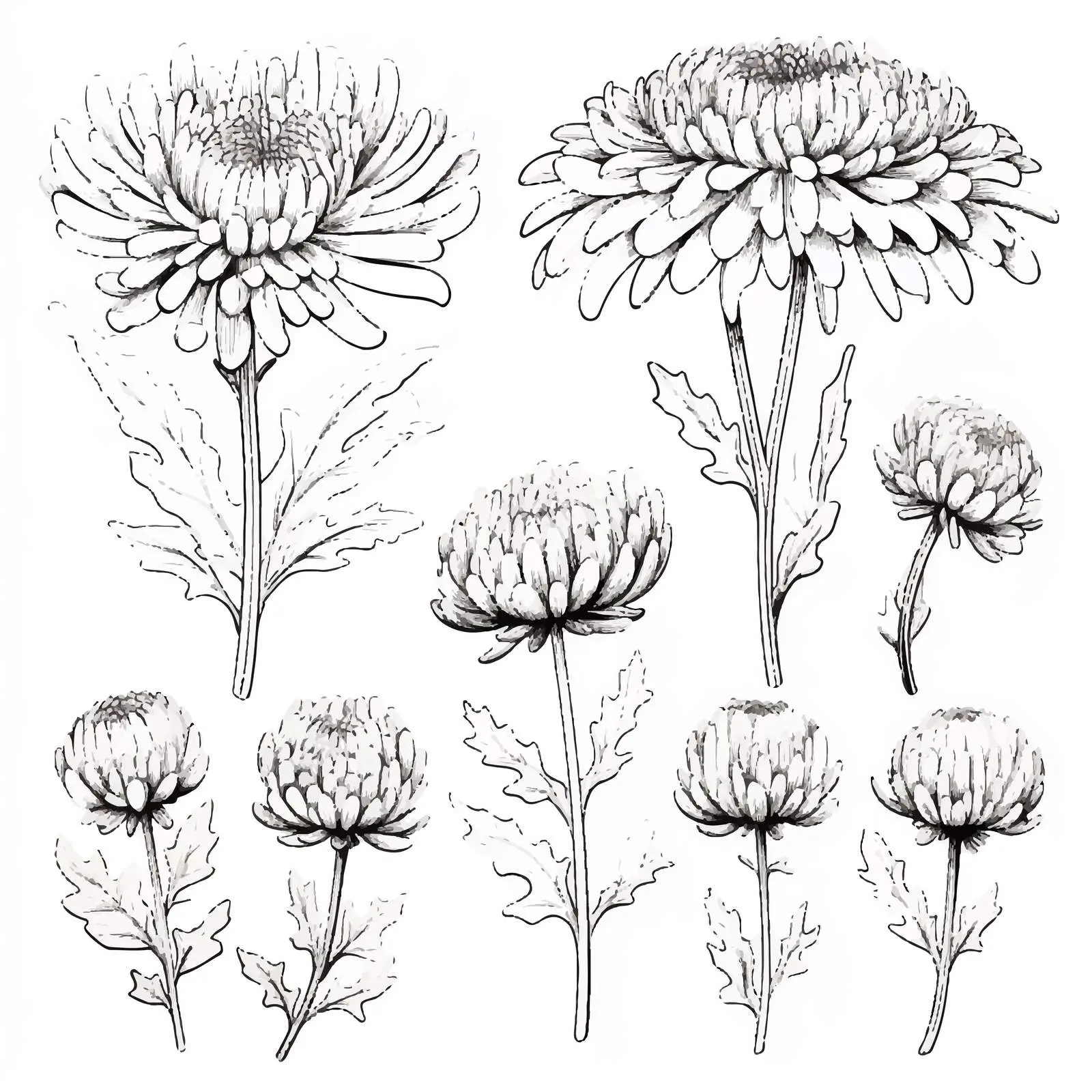 Realistic Contour Japanese Chrysanthemum Vectors – free chrysanthemum image from Dotvec