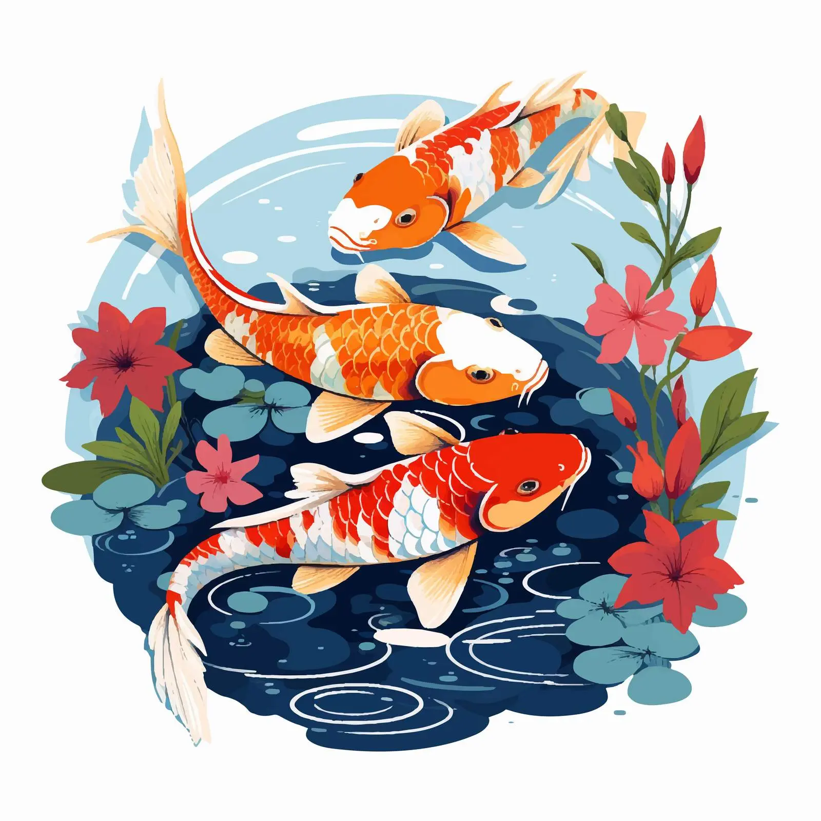 Koi Fish Swimming in Asian Water Garden – free koi image from Dotvec