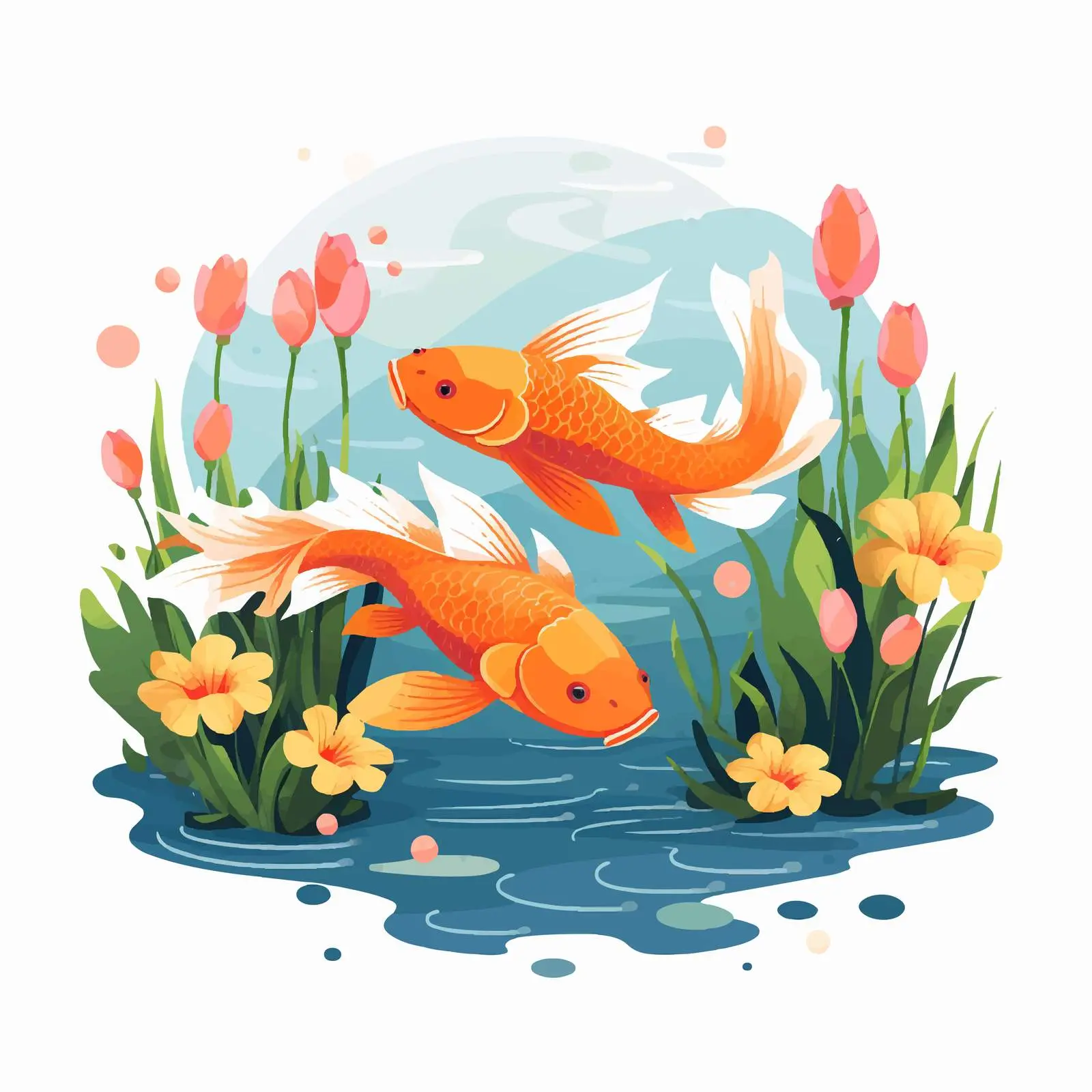 Koi Fish Swimming in Asian Garden Pond – free koi image from Dotvec
