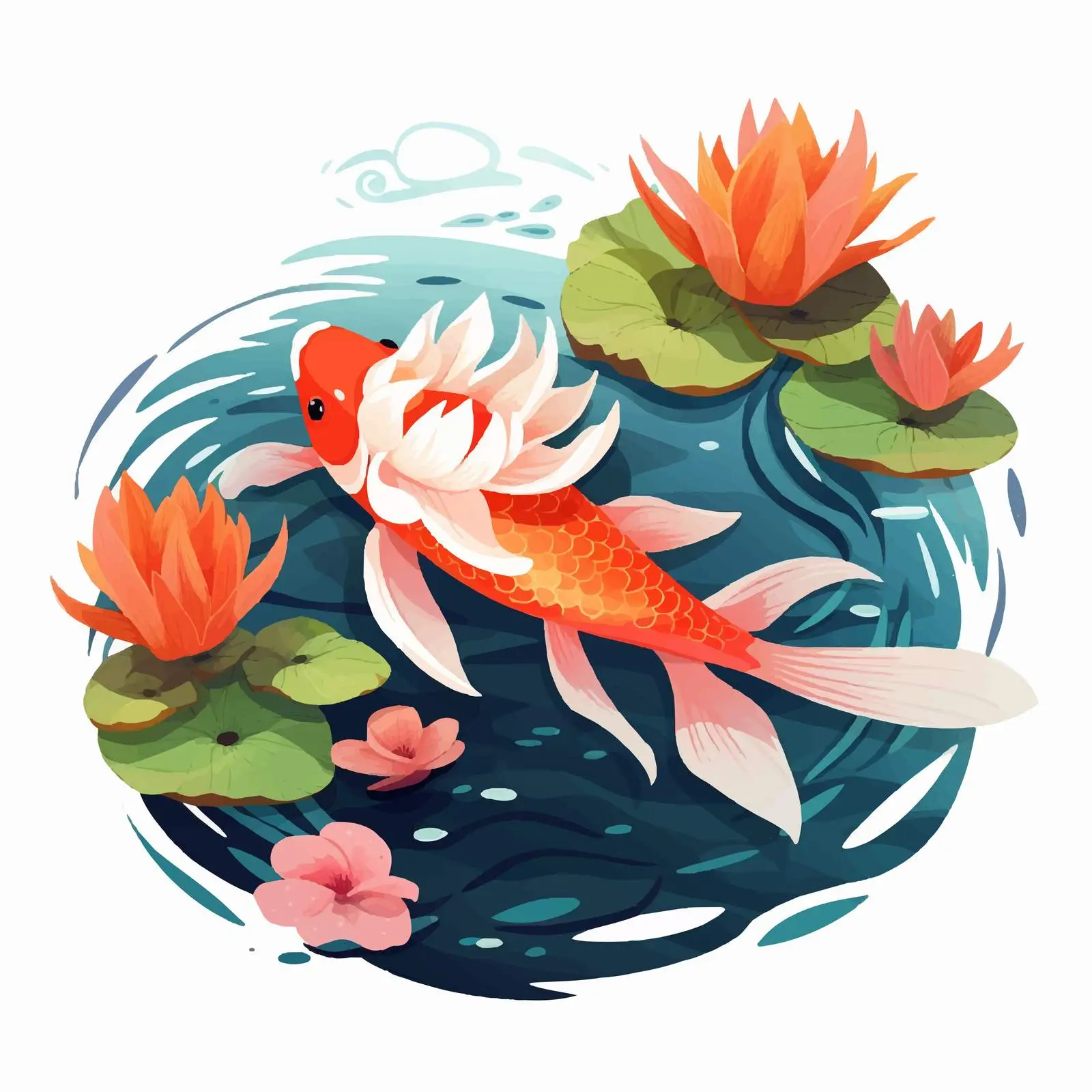 Koi Fish Swimming in Tranquil Japanese Pond – free peaceful waters image from Dotvec