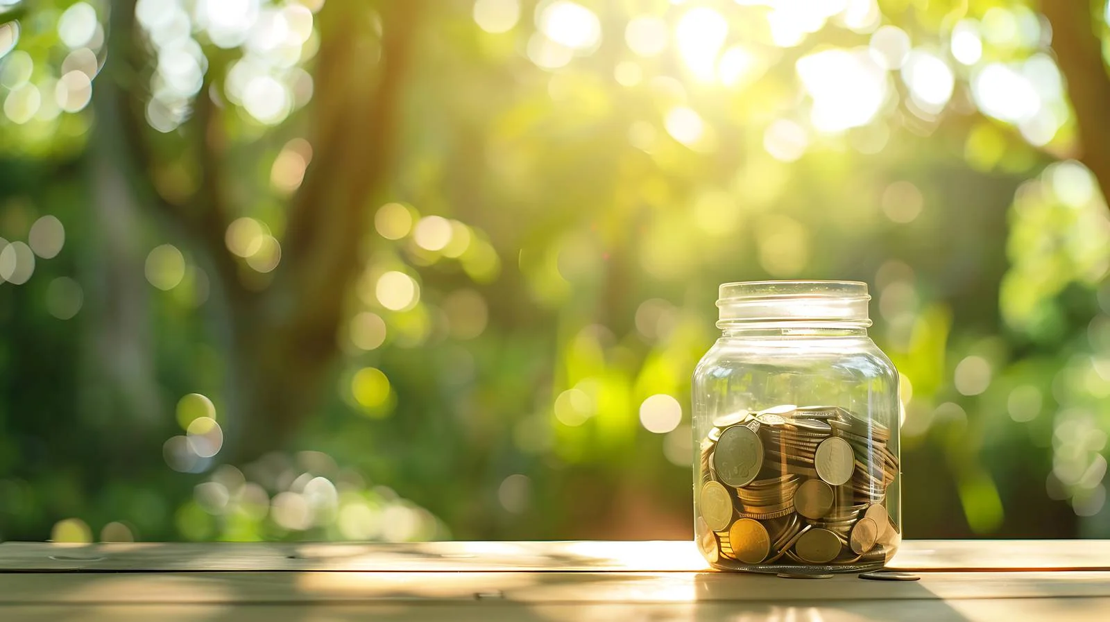 Jar with Coins on Nature Background — free download from Dotvec