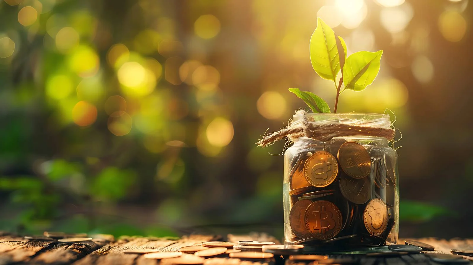 Financial Jar on Wooden Table — free download from Dotvec