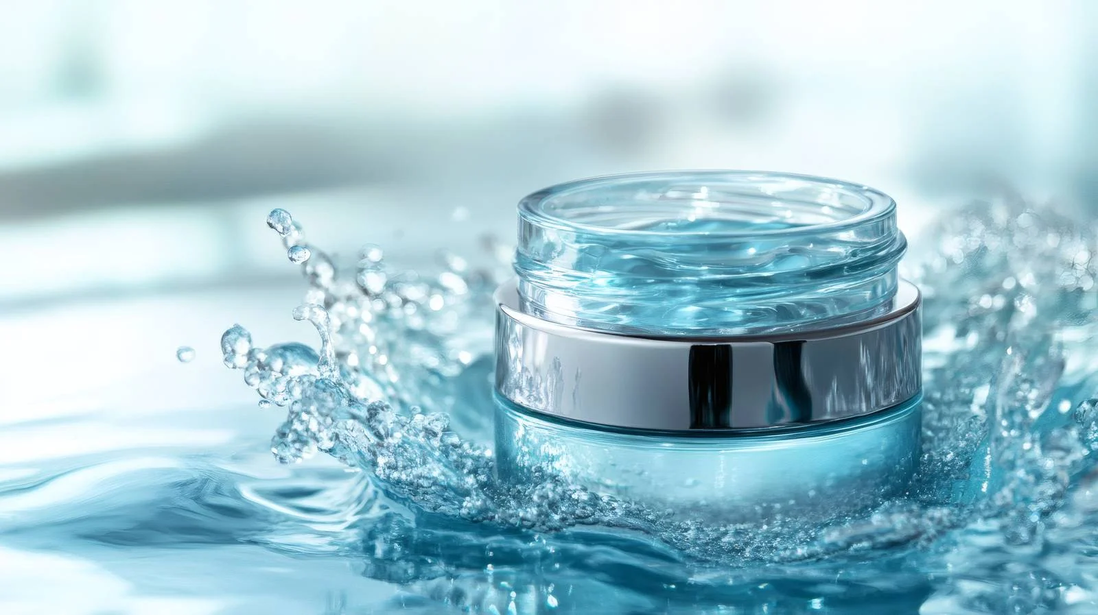 Luxurious Beauty Cream Jar Above Blue Water — free download from Dotvec