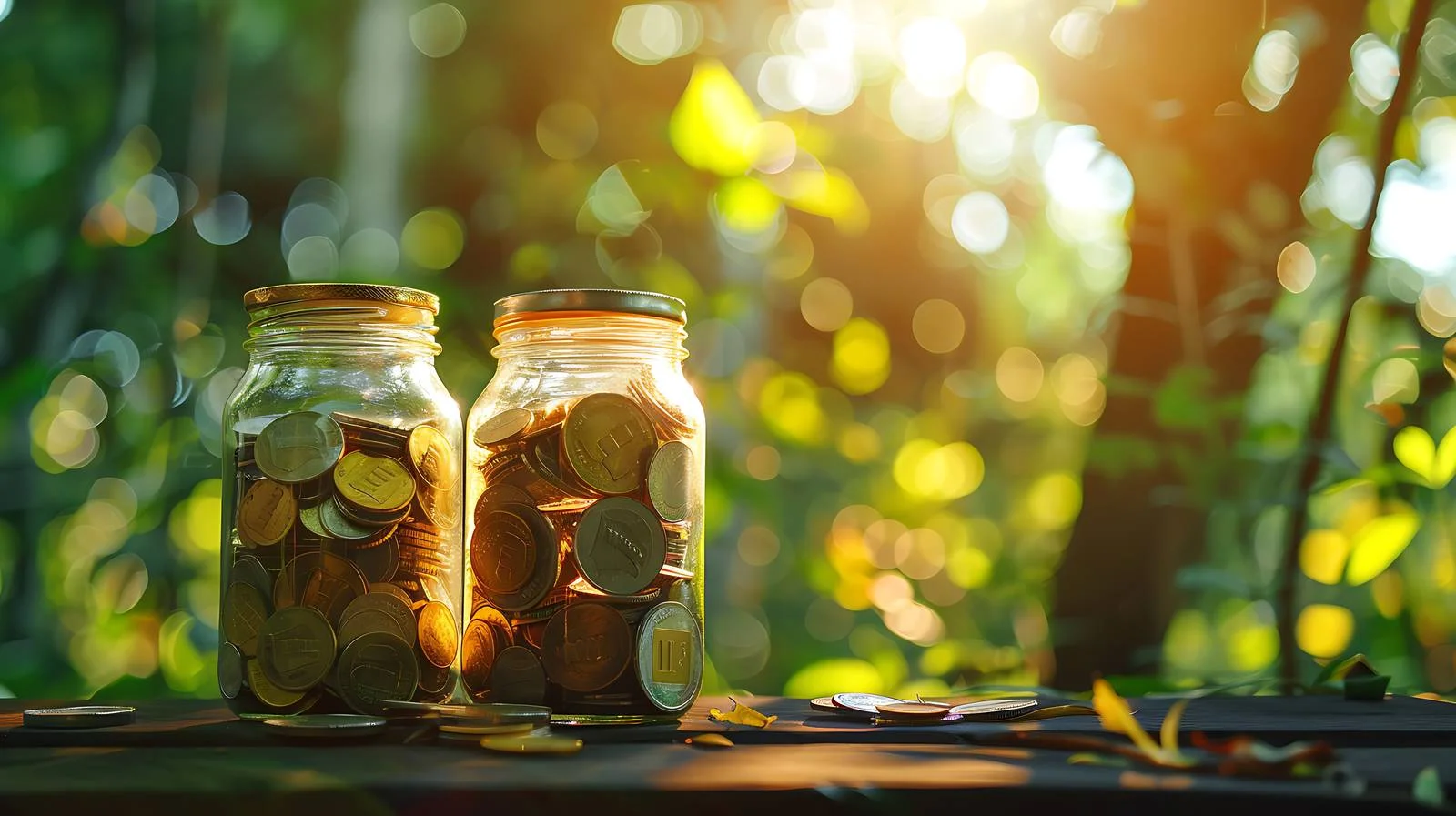 Financial Jar on Green Nature Table — free download from Dotvec