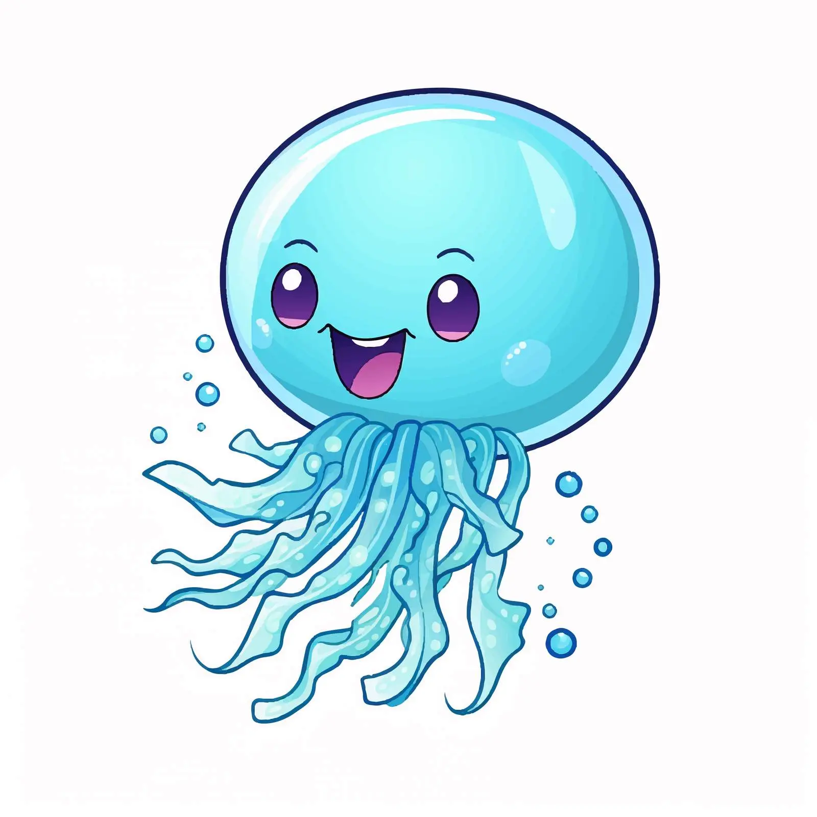 Colorful Jellyfish Cartoon Vector Illustration — free download from Dotvec