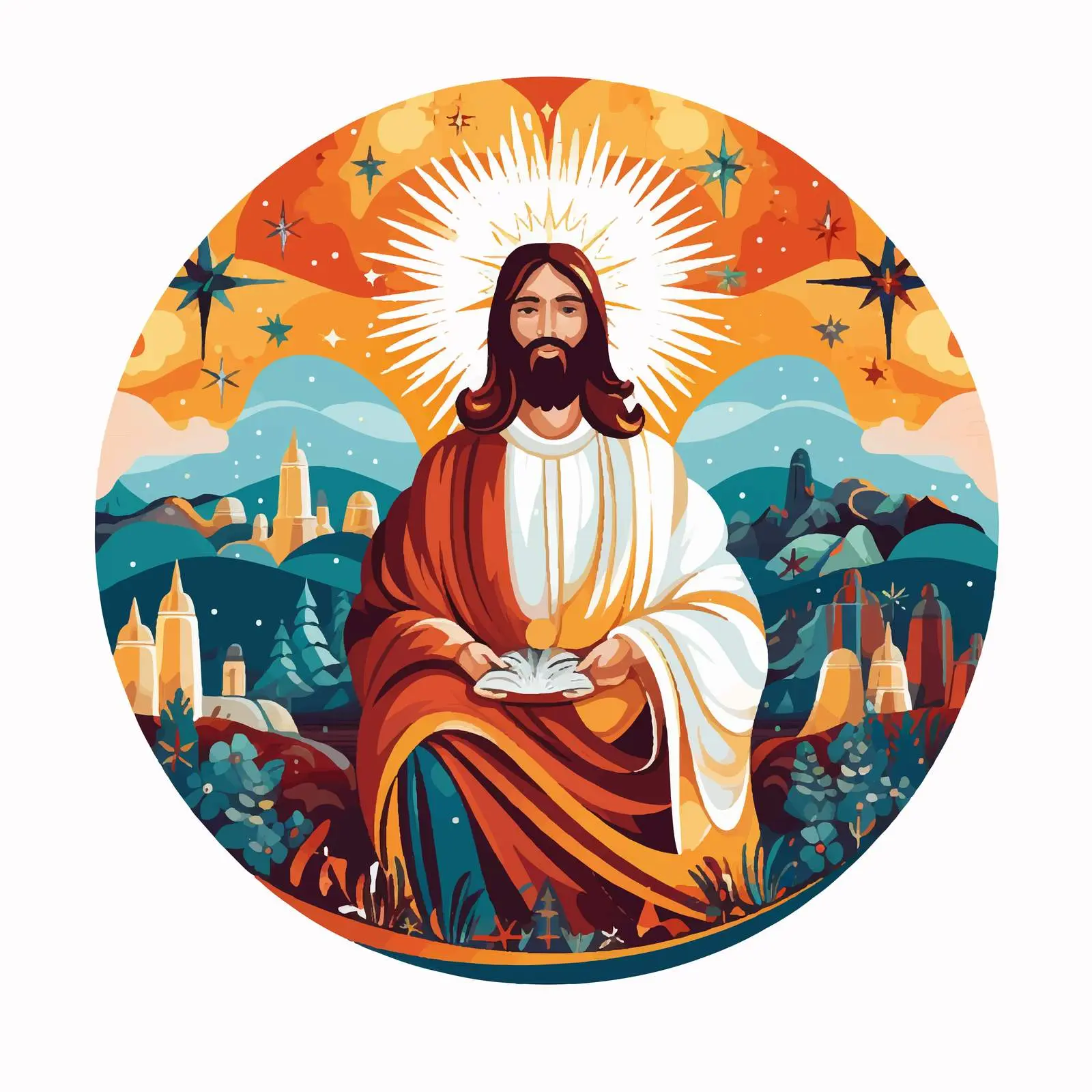 Bright Christmas Religious Illustration of Jesus' Birth — free download from Dotvec