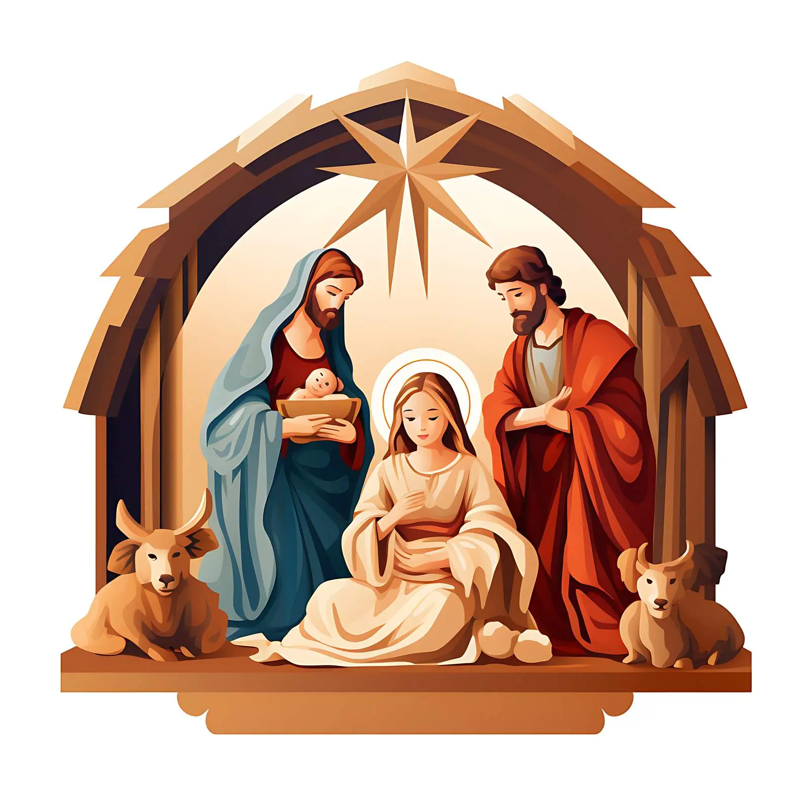 Christmas Scene with Wooden Figures of Jesus' Birth — free download from Dotvec