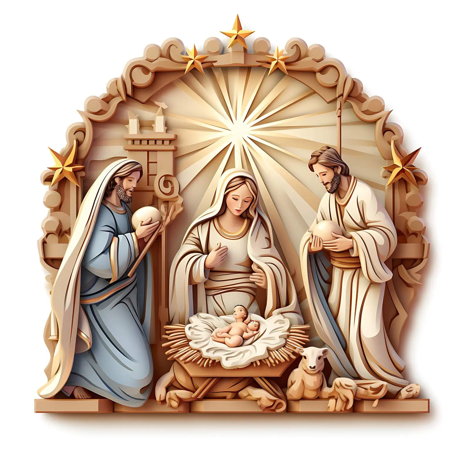 Nativity Scene with Wooden Figures for Christmas — free download from Dotvec