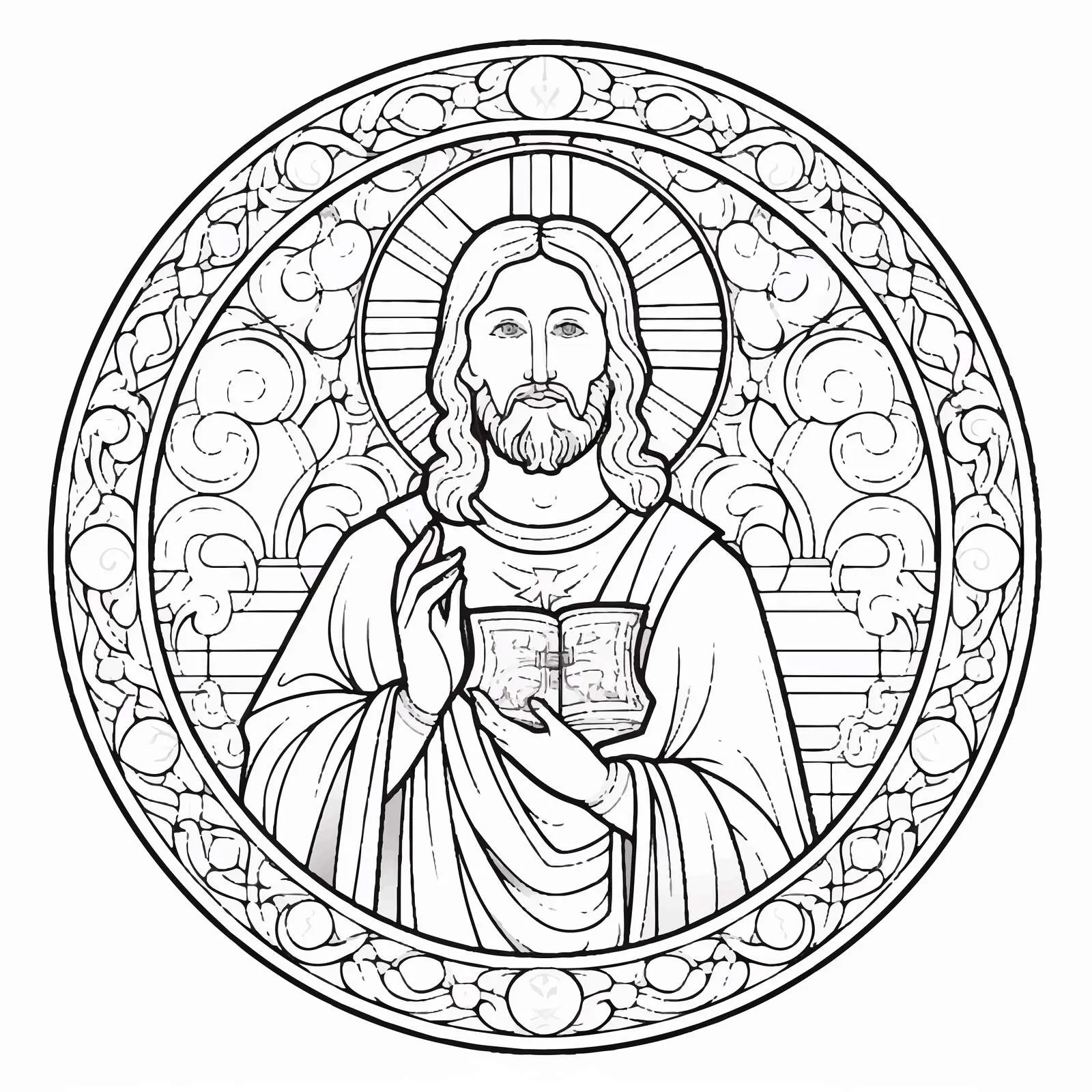 Byzantine Style Jesus Christ Coloring Page — free download from Dotvec