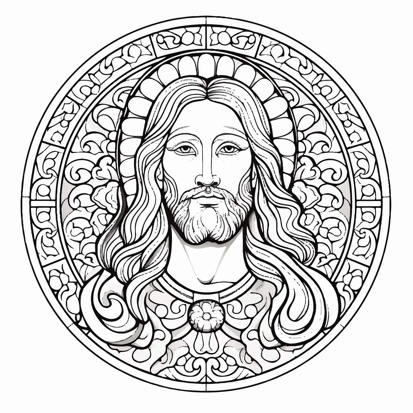 Jesus Christ Byzantine Style Coloring Page — free download from Dotvec