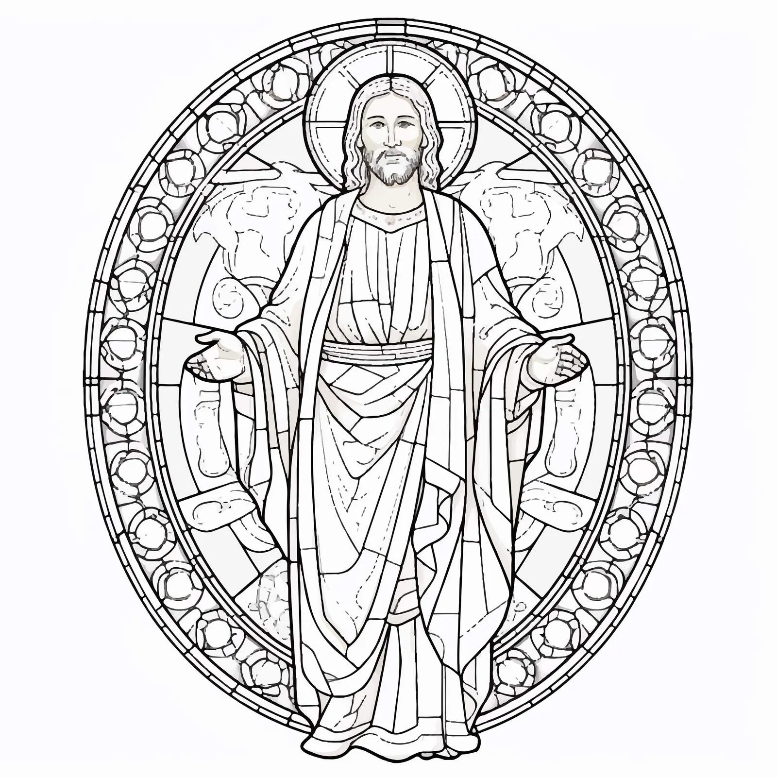 Byzantine Style Jesus Christ Coloring Page — free download from Dotvec