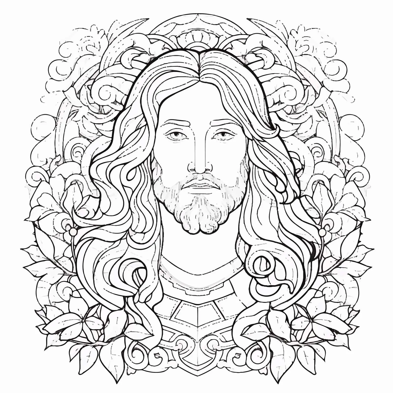 Jesus Christ Byzantine Style Coloring Page — free download from Dotvec