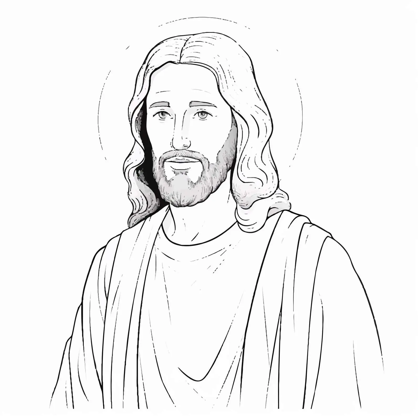 Jesus Christ Colouring Outline Illustration Vector — free download from Dotvec