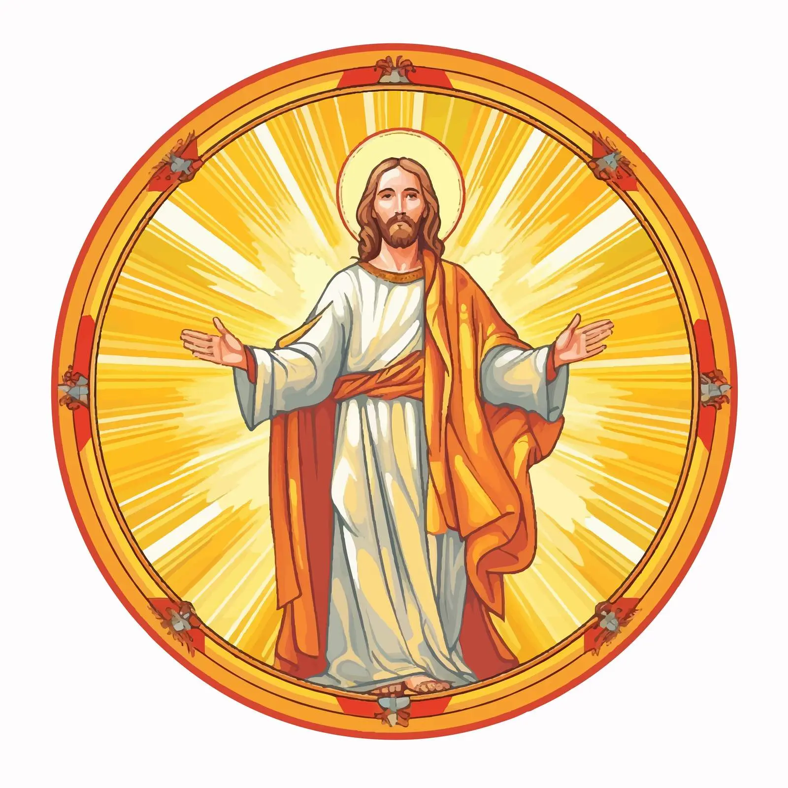 Jesus with Rays of Light in Round Frame — free download from Dotvec