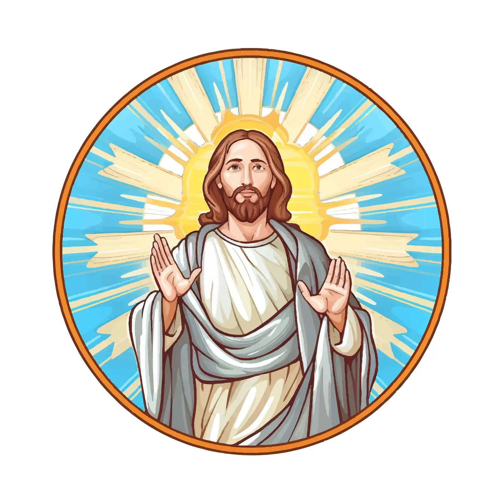 Jesus with Rays of Light in Round Frame — free download from Dotvec
