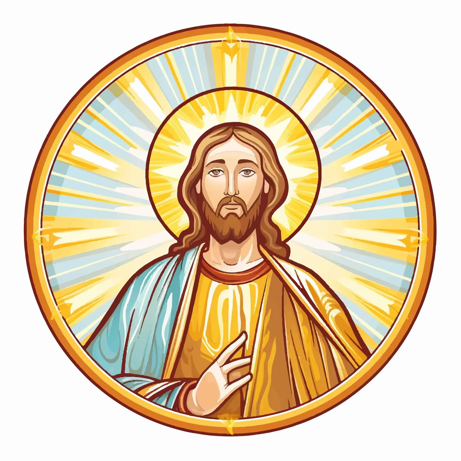 Jesus in Radiant Round Frame Design — free download from Dotvec