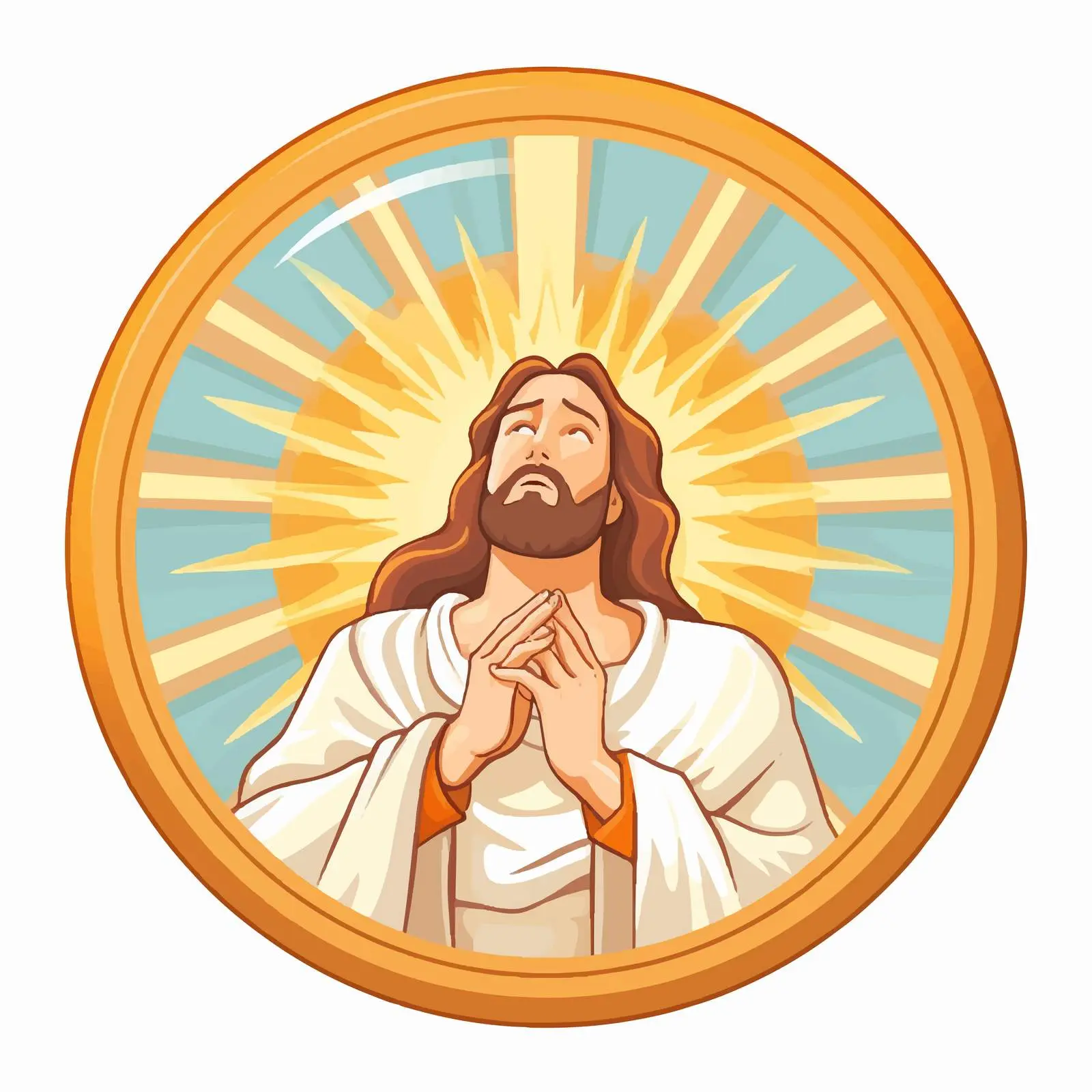 Jesus Facepalm Emoji in Radiant Round Frame – free modern vectors image from Dotvec