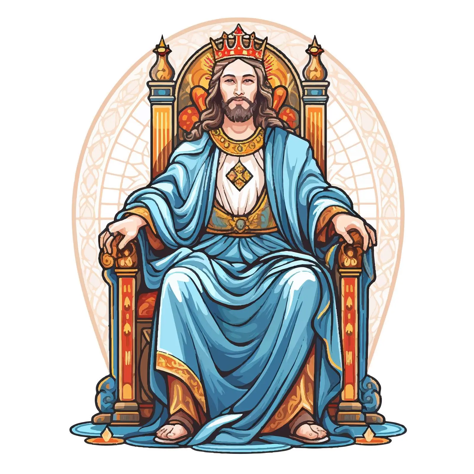 Jesus Christ King Throne Byzantine Illustration — free download from Dotvec