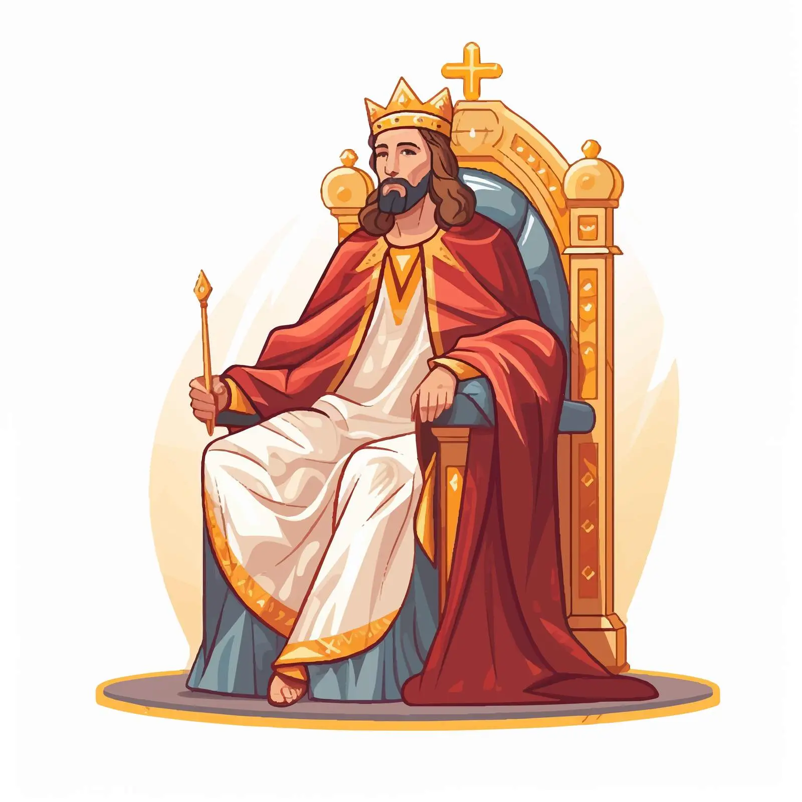Jesus King Sitting on Throne Byzantine Illustration — free download from Dotvec