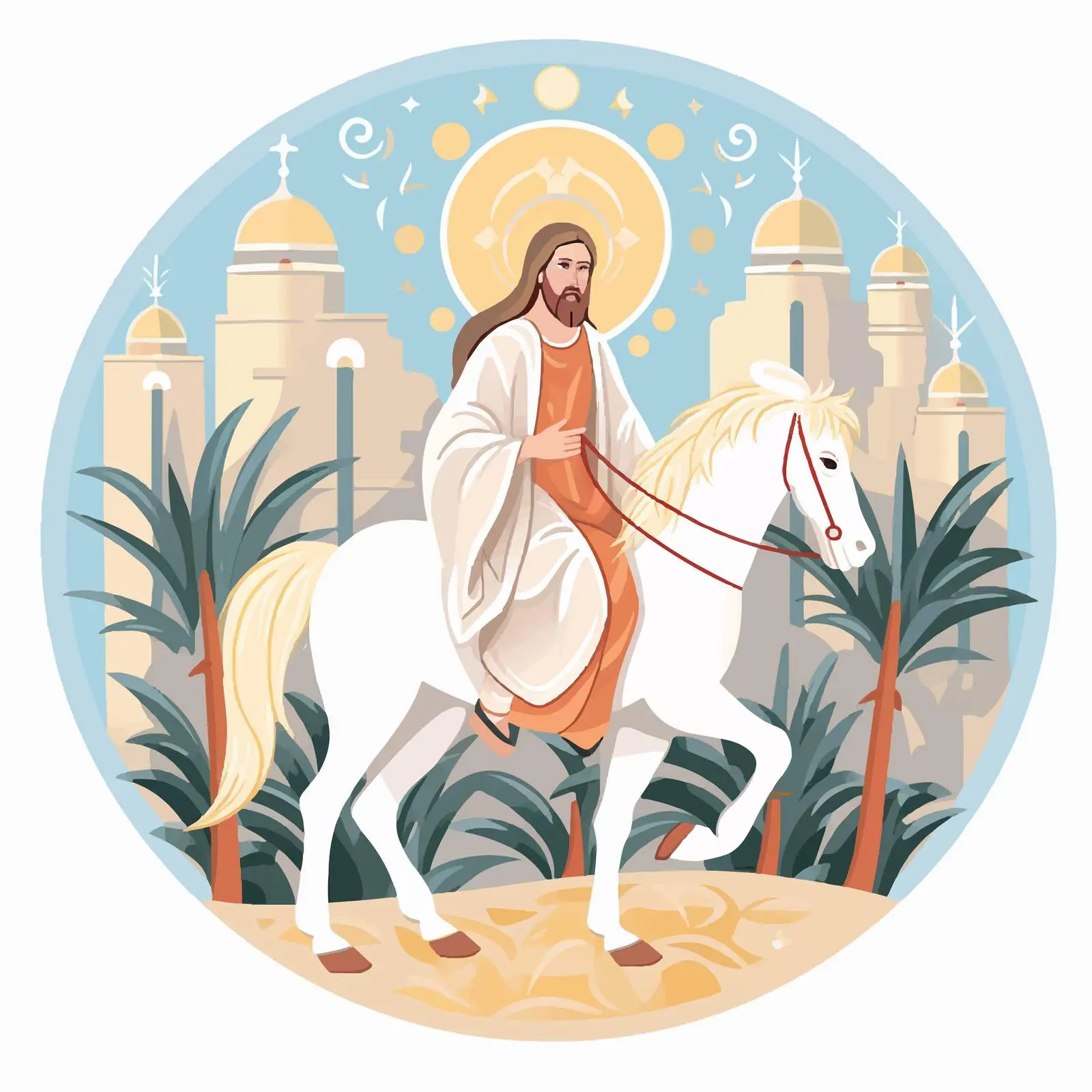 Jesus on White Donkey Illustration — free download from Dotvec